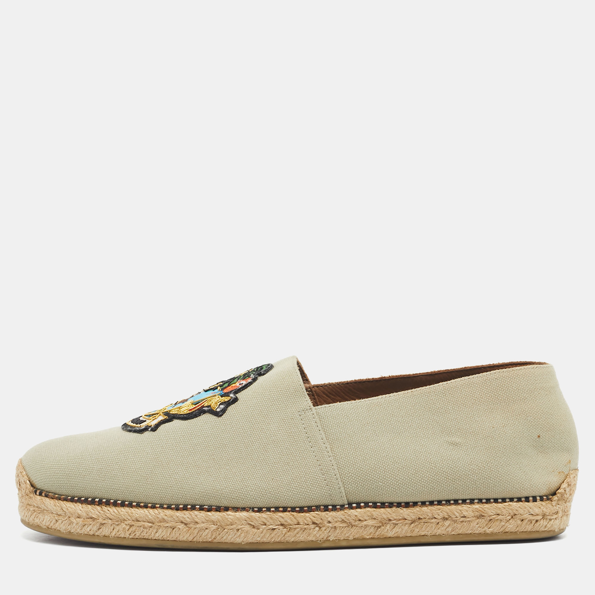 

Christian Louboutin Light Green Canvas Cairo Loubi Espadrille Loafers Size