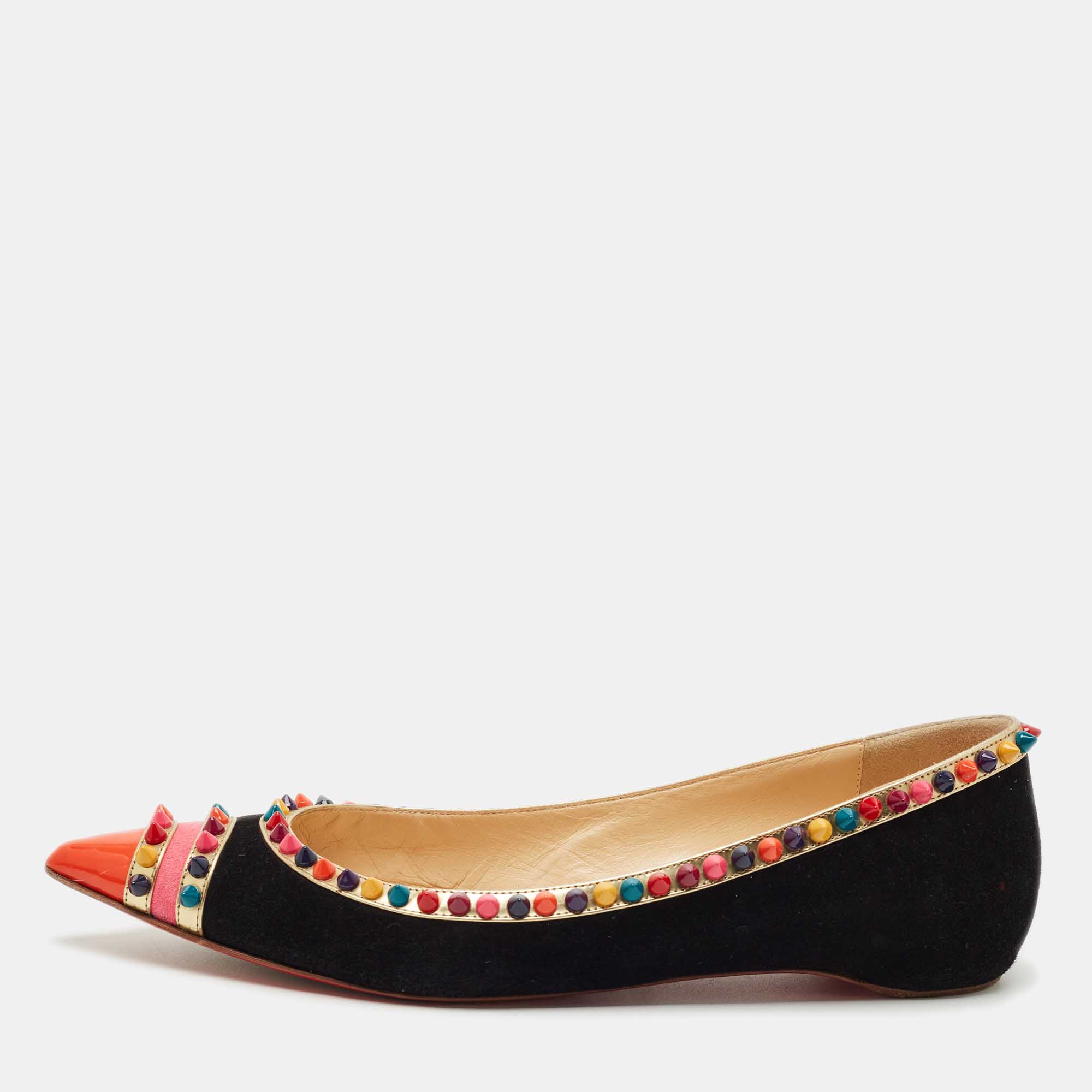 Christian Louboutin Black Suede Malabar Hill Flats Size 40