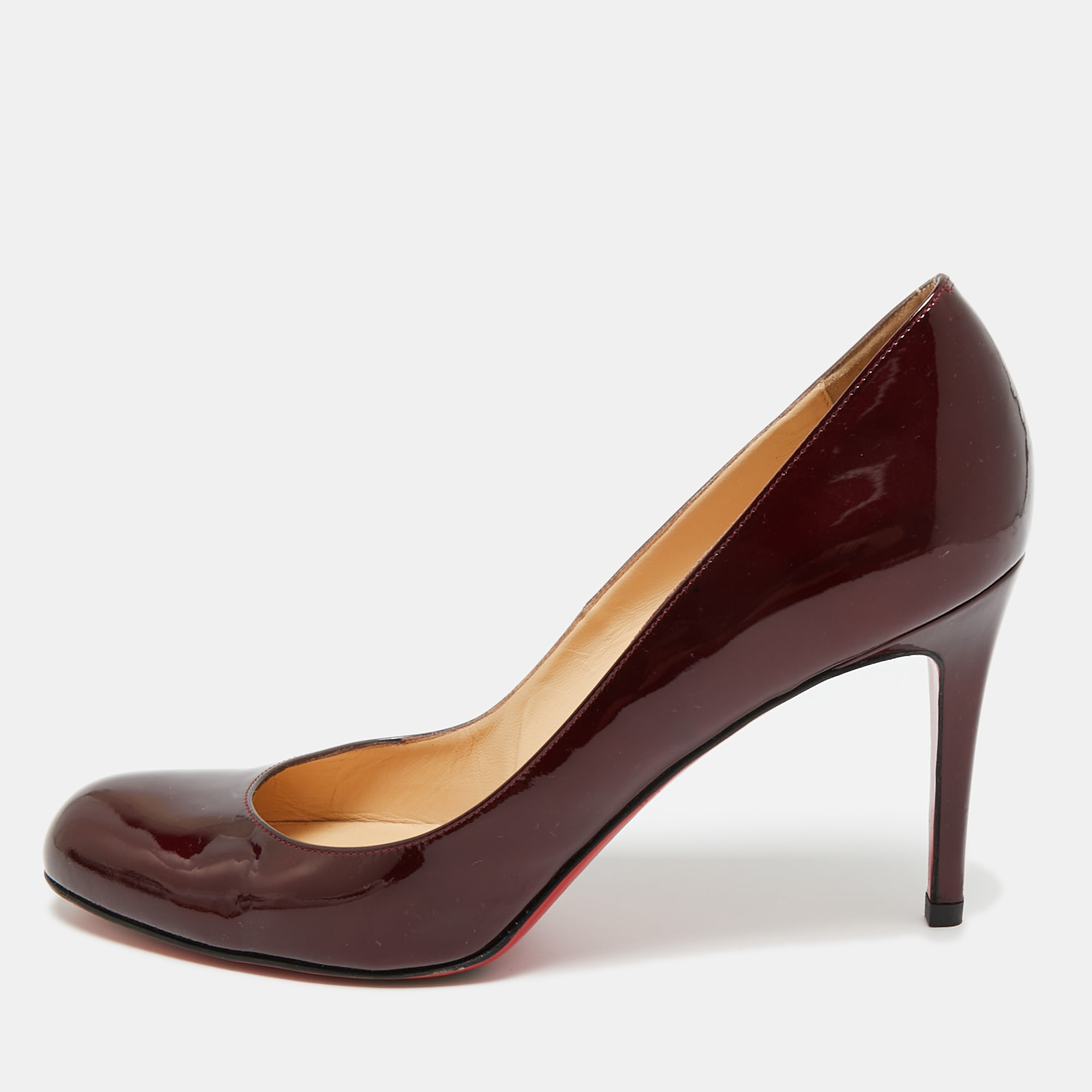 Pre-owned Christian Louboutin Burgundy Patent Leather New Simple Pumps Size 41
