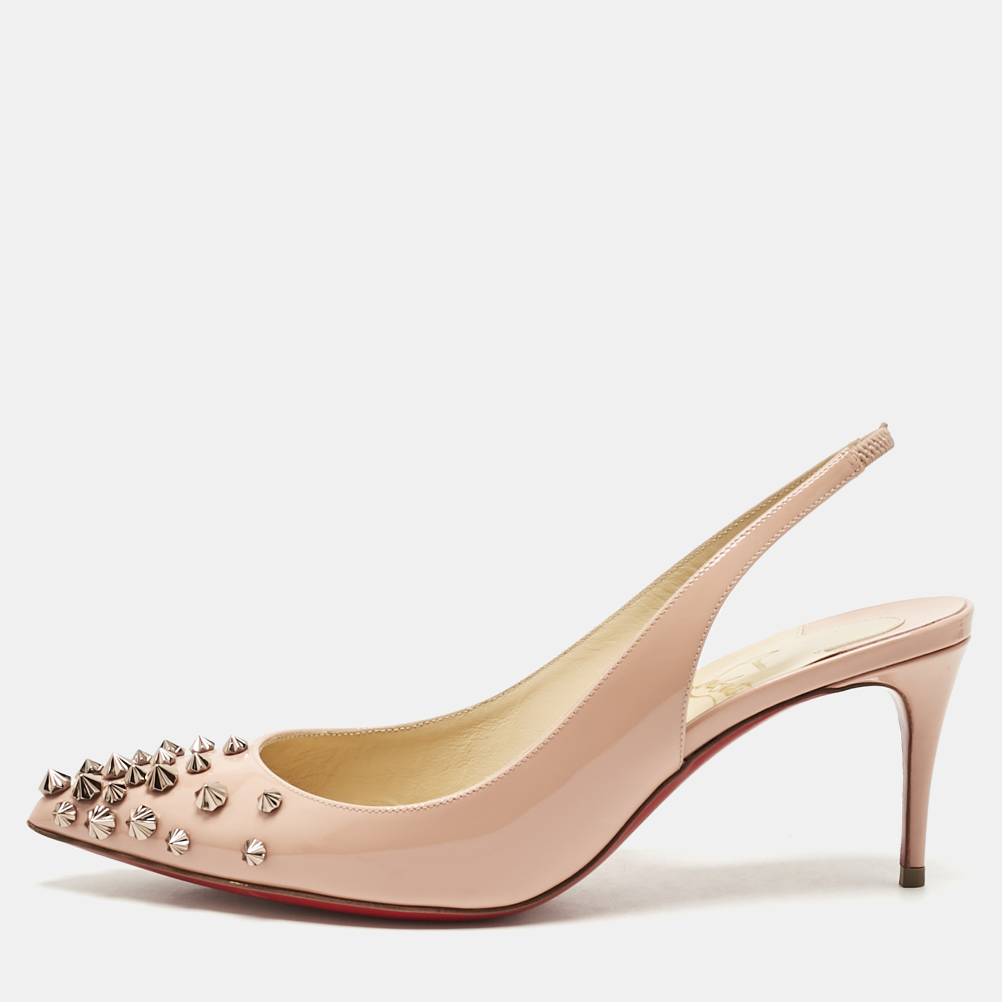 

Christian Louboutin Pink Patent Leather Drama Slingback Pumps Size