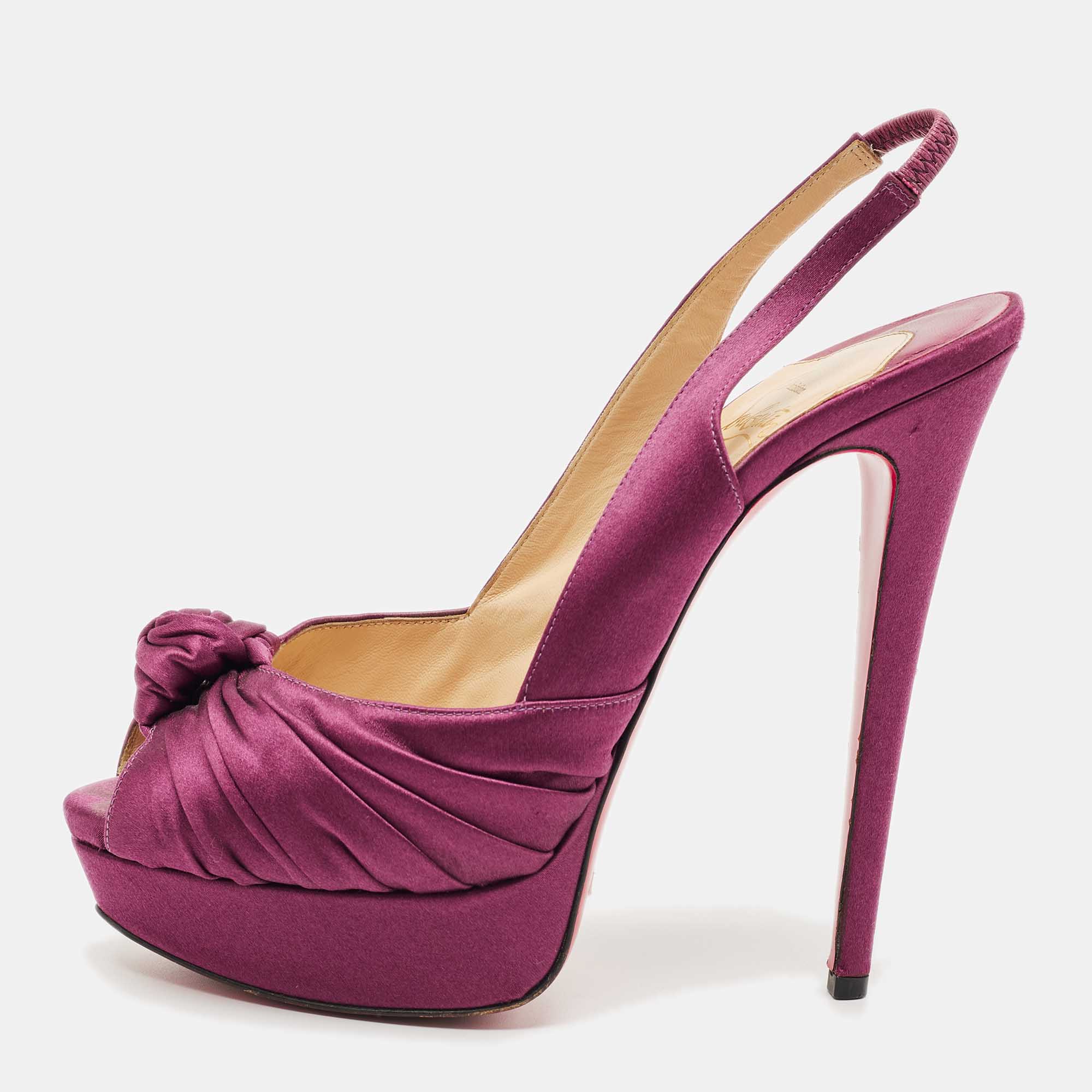 

Christian Louboutin Purple Satin Jenny Slingback Pumps Size