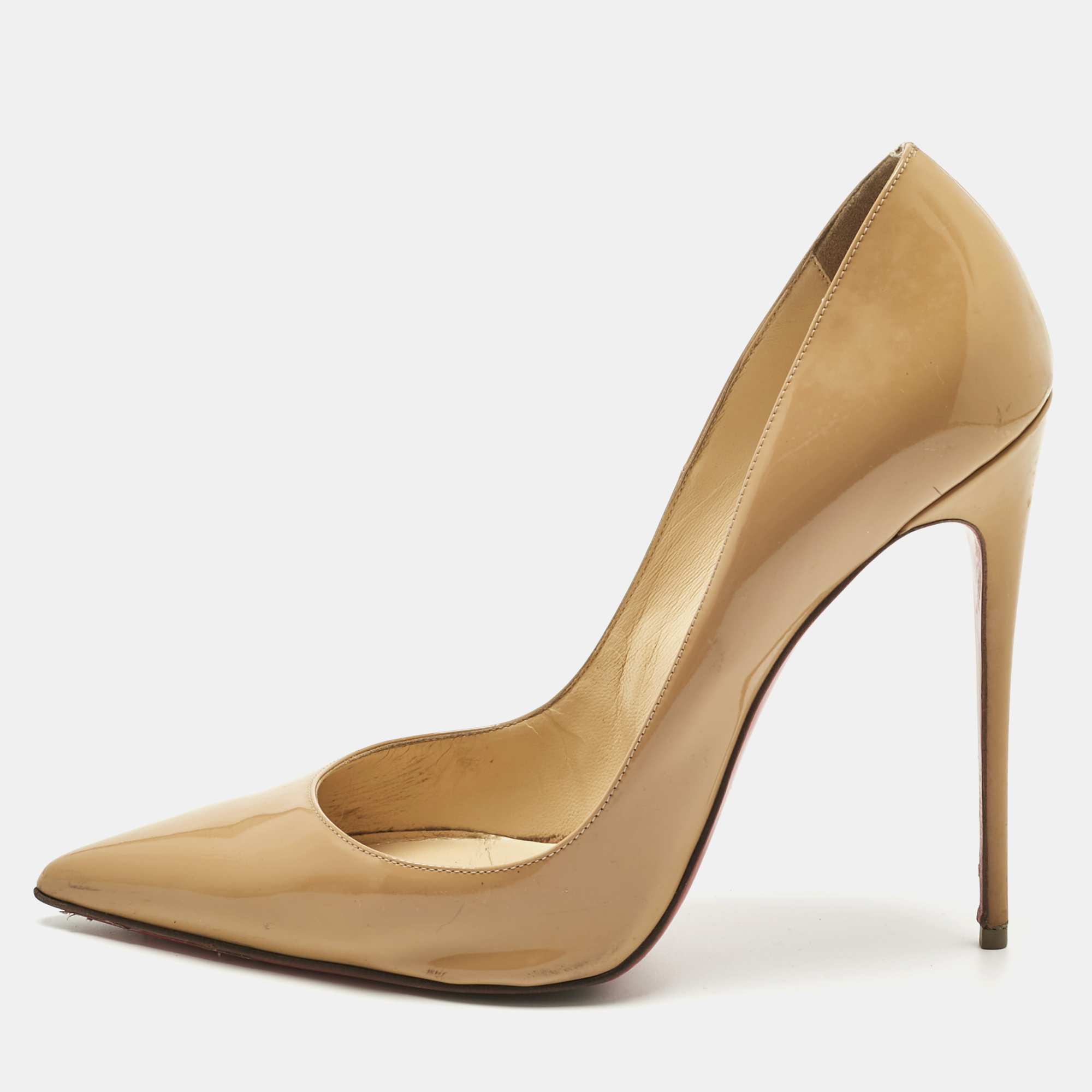 

Christian Louboutin Beige Patent Leather So Kate Pumps Size