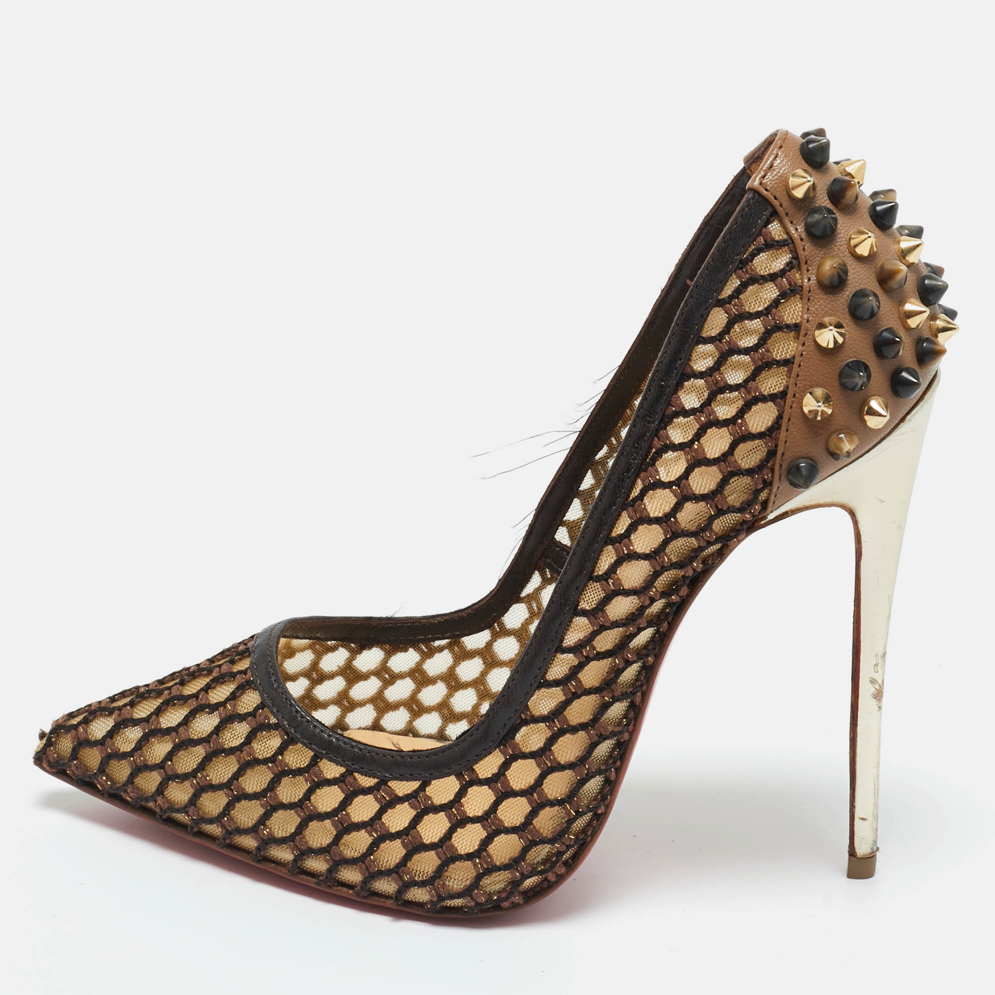 

Christian Louboutin Black Leather and Mesh Guni Pumps Size