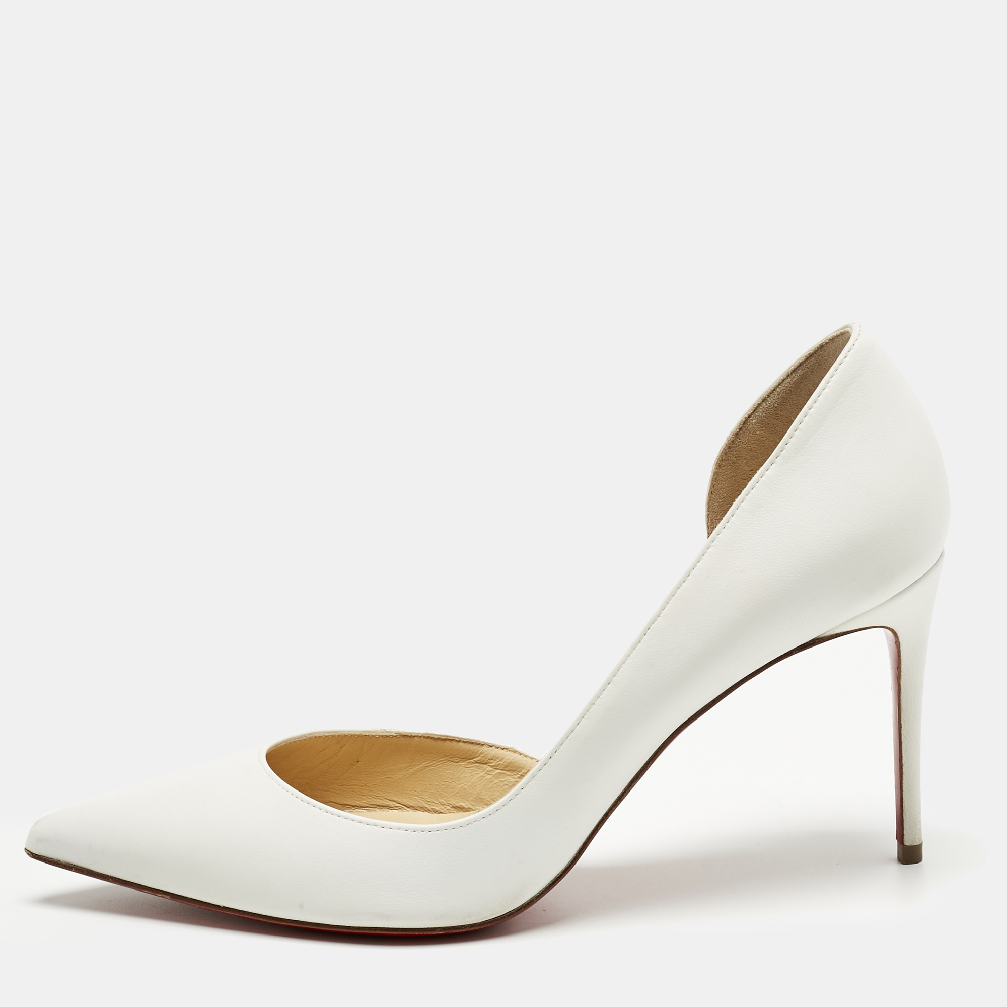 

Christian Louboutin White Leather Iriza D'orsay Pumps Size