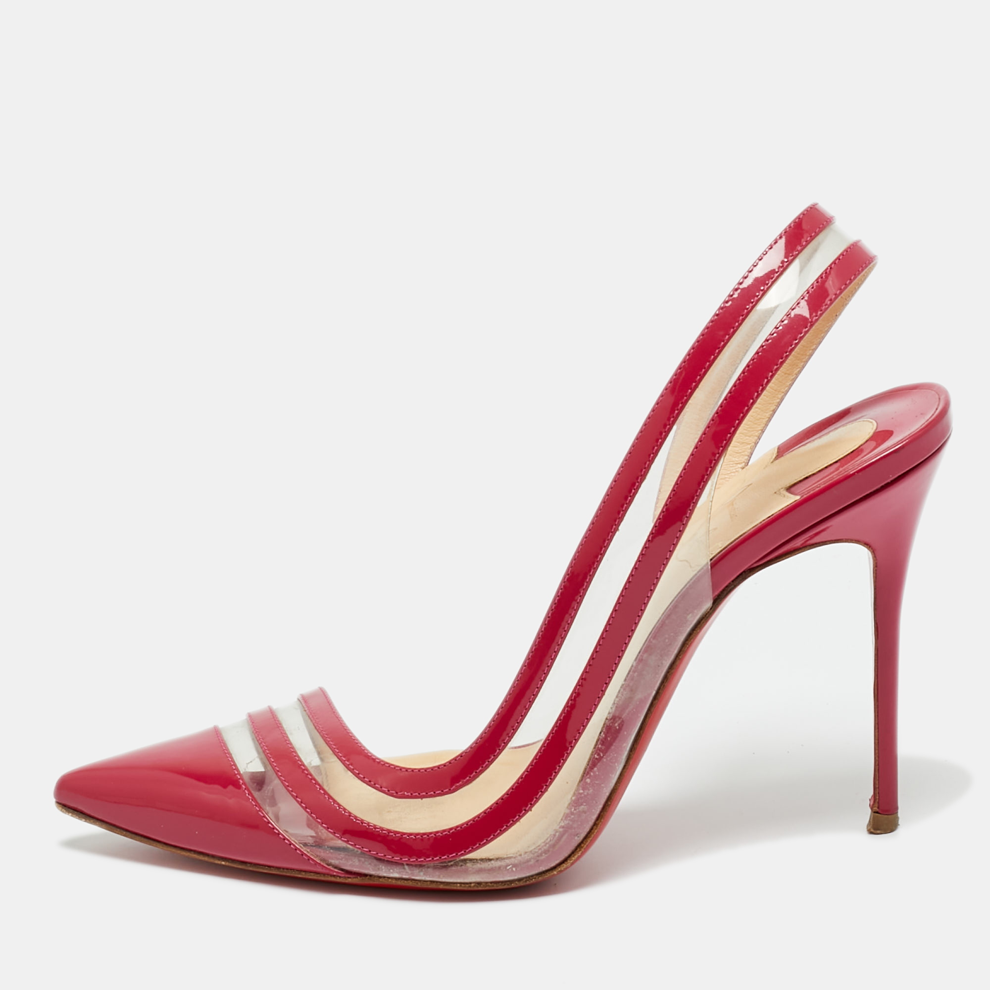 

Christian Louboutin Red/Transparent Patent Leather and PVC Paralili Pumps Size