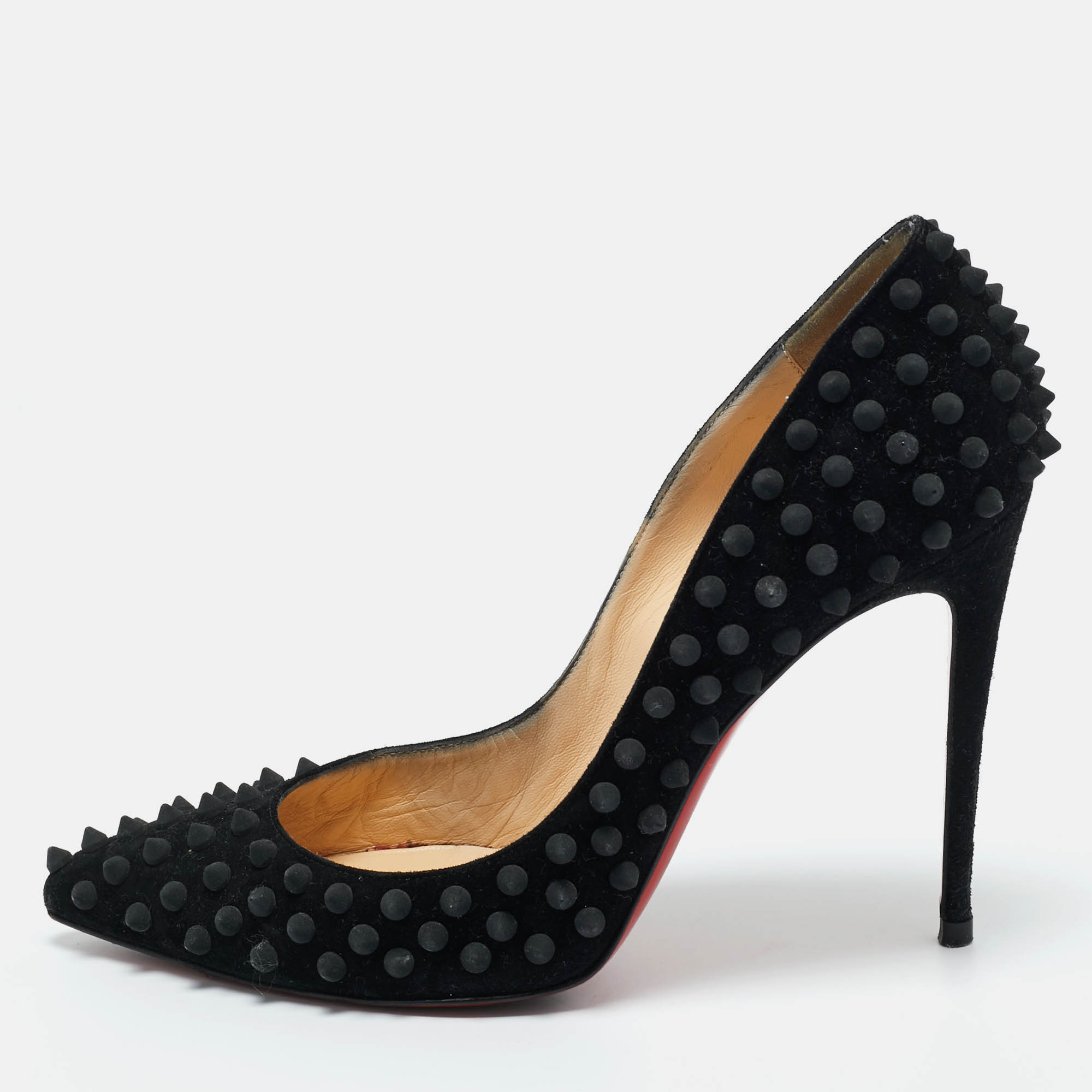 

Christian Louboutin Black Suede Pigalle Spikes Pumps Size