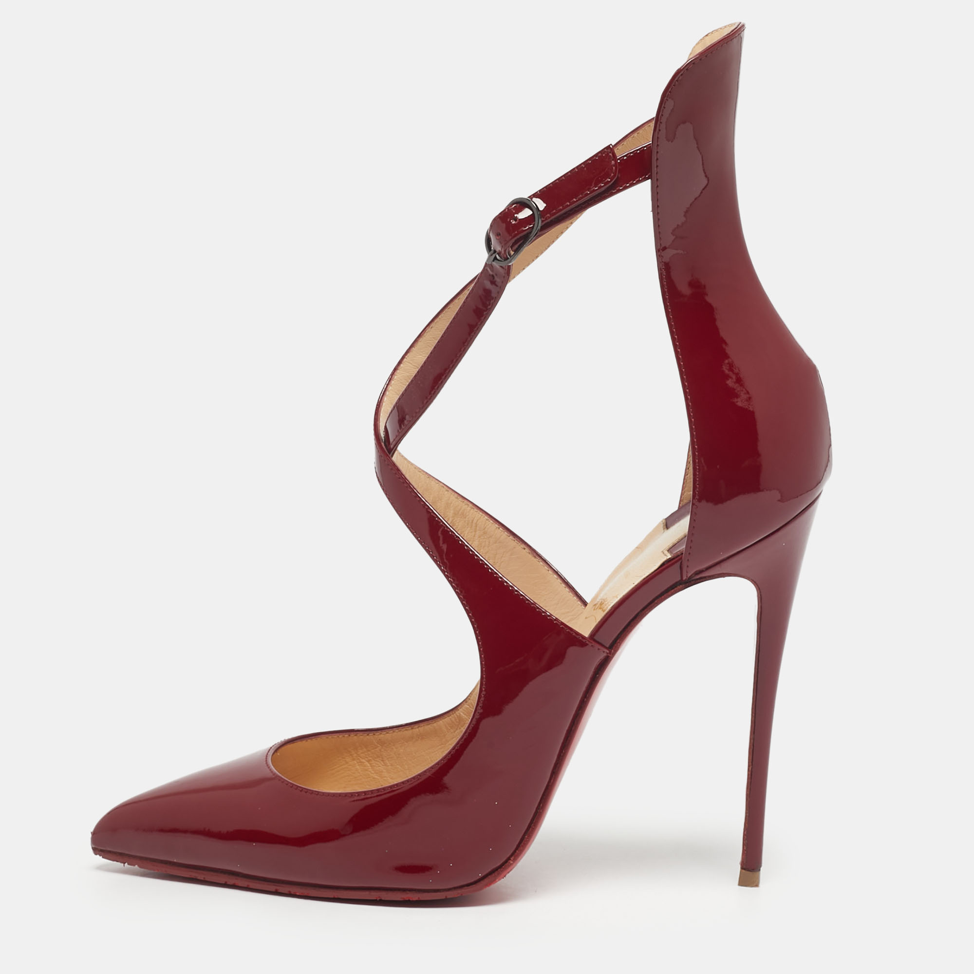

Christian Louboutin Burgundy Patent Leather Marlenarock Pumps Size