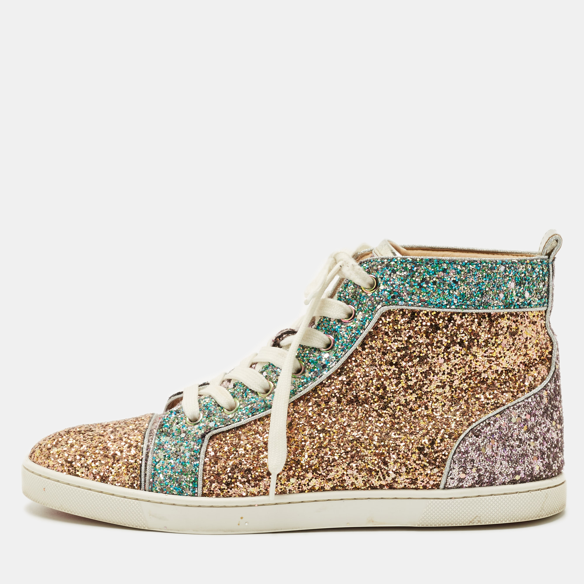 

Christian Louboutin Multicolor Glitter Bip-Bip High Top Sneakers Size