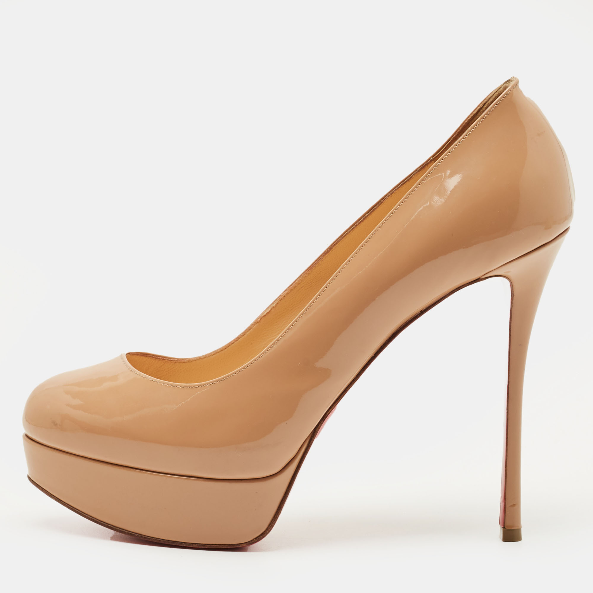 

Christian Louboutin Beige Patent Leather Bianca Platform Pumps Size