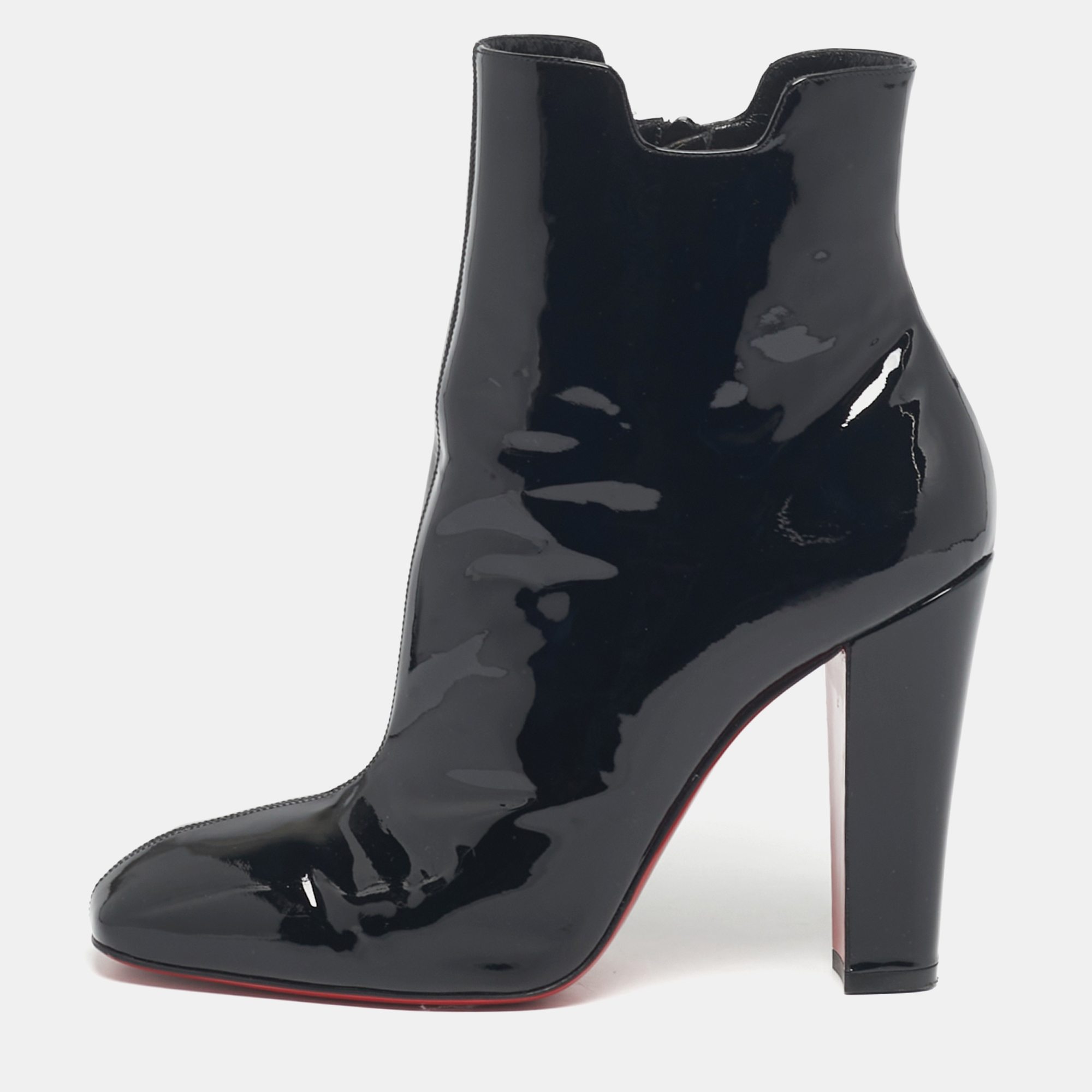 

Christian Louboutin Black Patent Leather Tiagadaboot Ankle Boots Size
