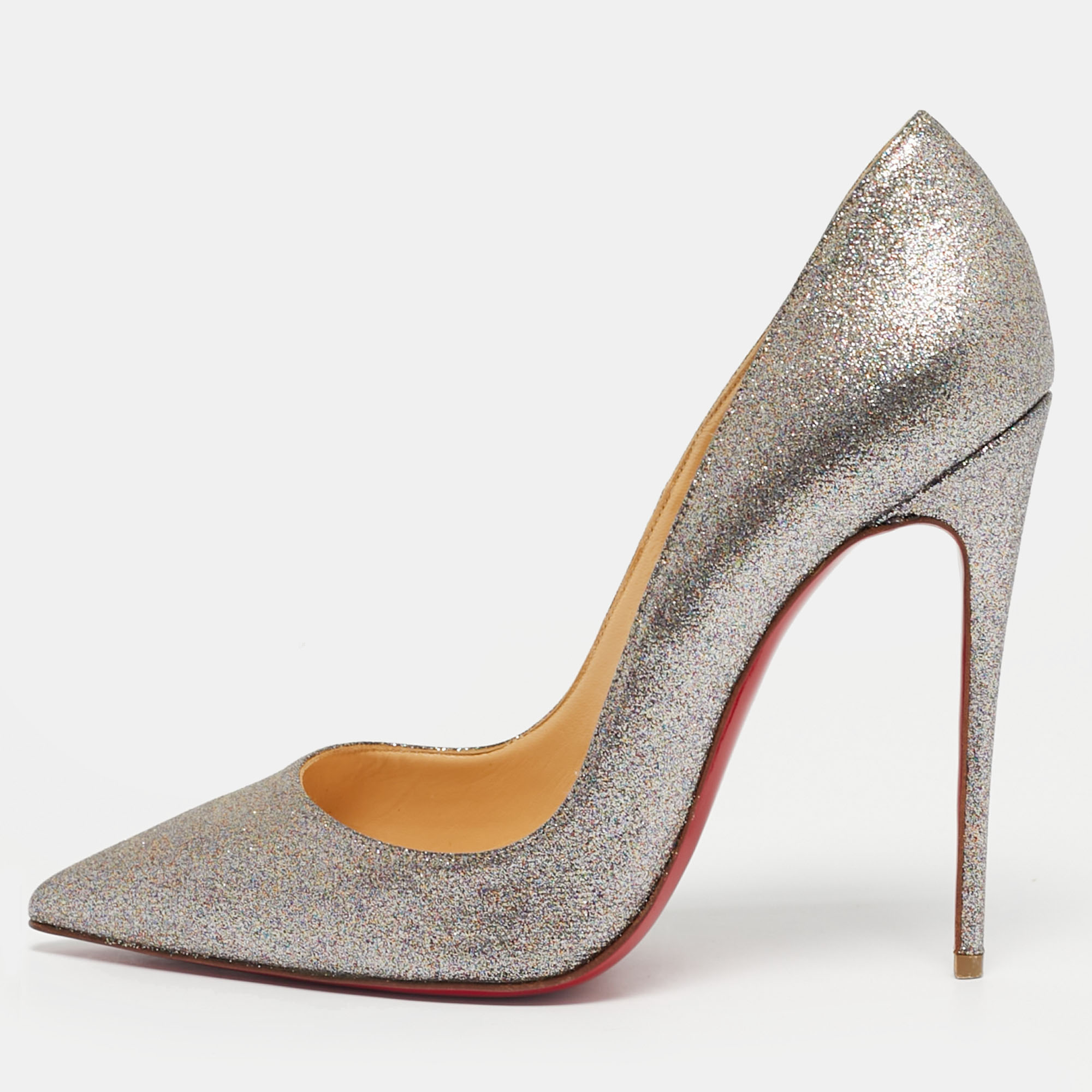 

Christian Louboutin Silver Glitter So Kate Pumps Size