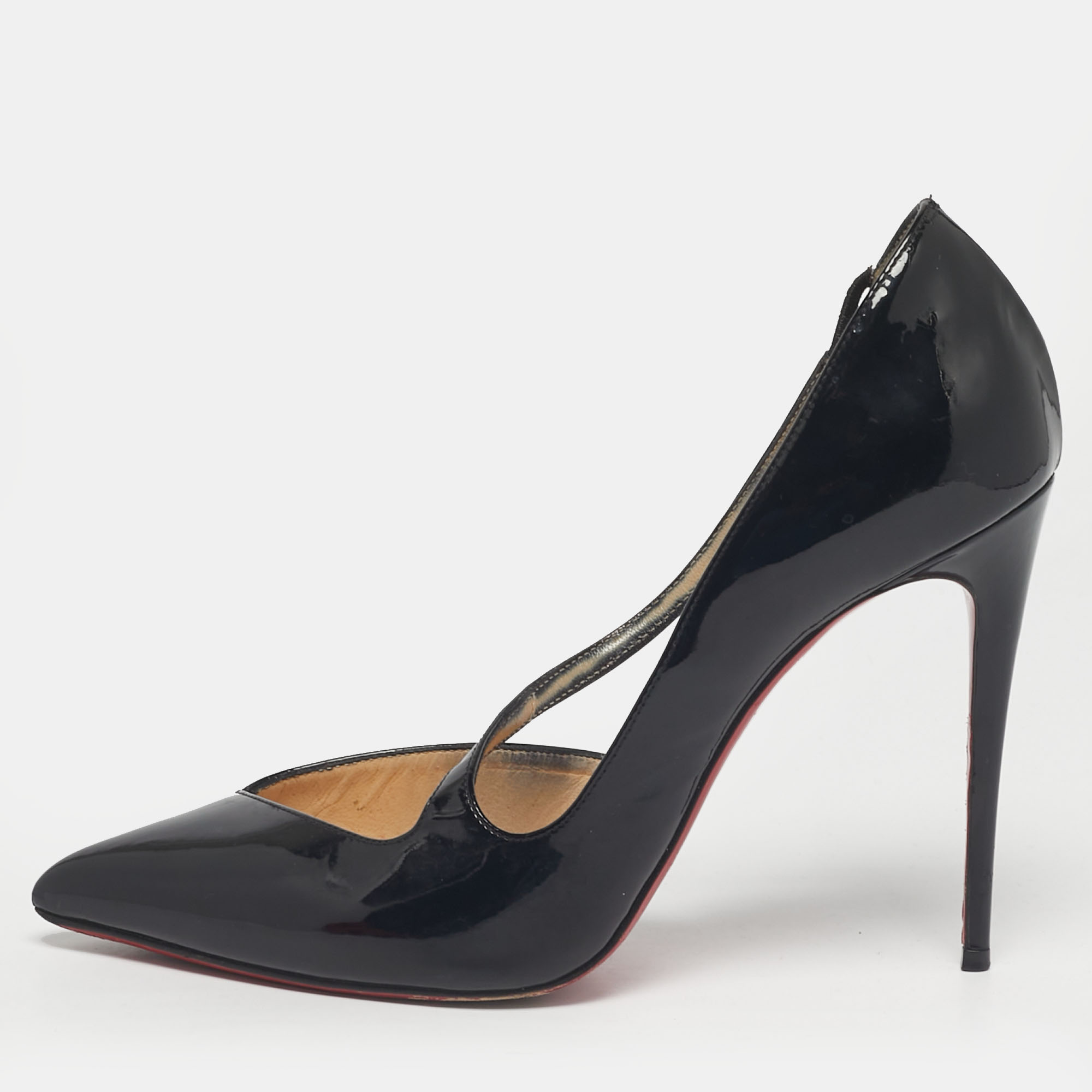 Pre-owned Christian Louboutin Black Patent Leather Jumping D'orsay Pumps Size 39