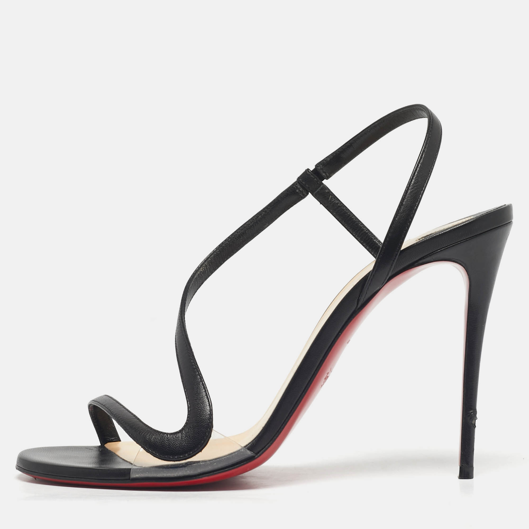 

Christian Louboutin Black Leather Rosalie Slingback Sandals Size