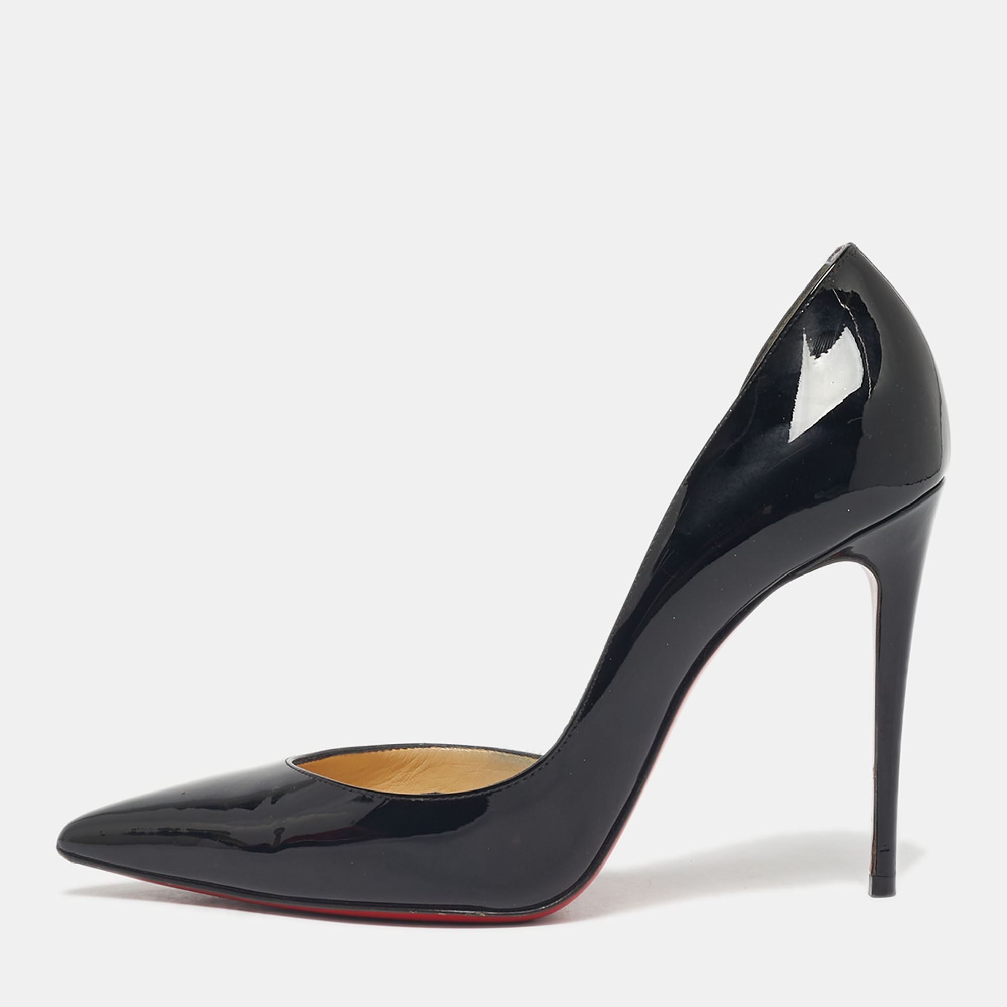 Pre-owned Christian Louboutin Black Patent Leather Iriza D'orsay Pumps Size 37.5