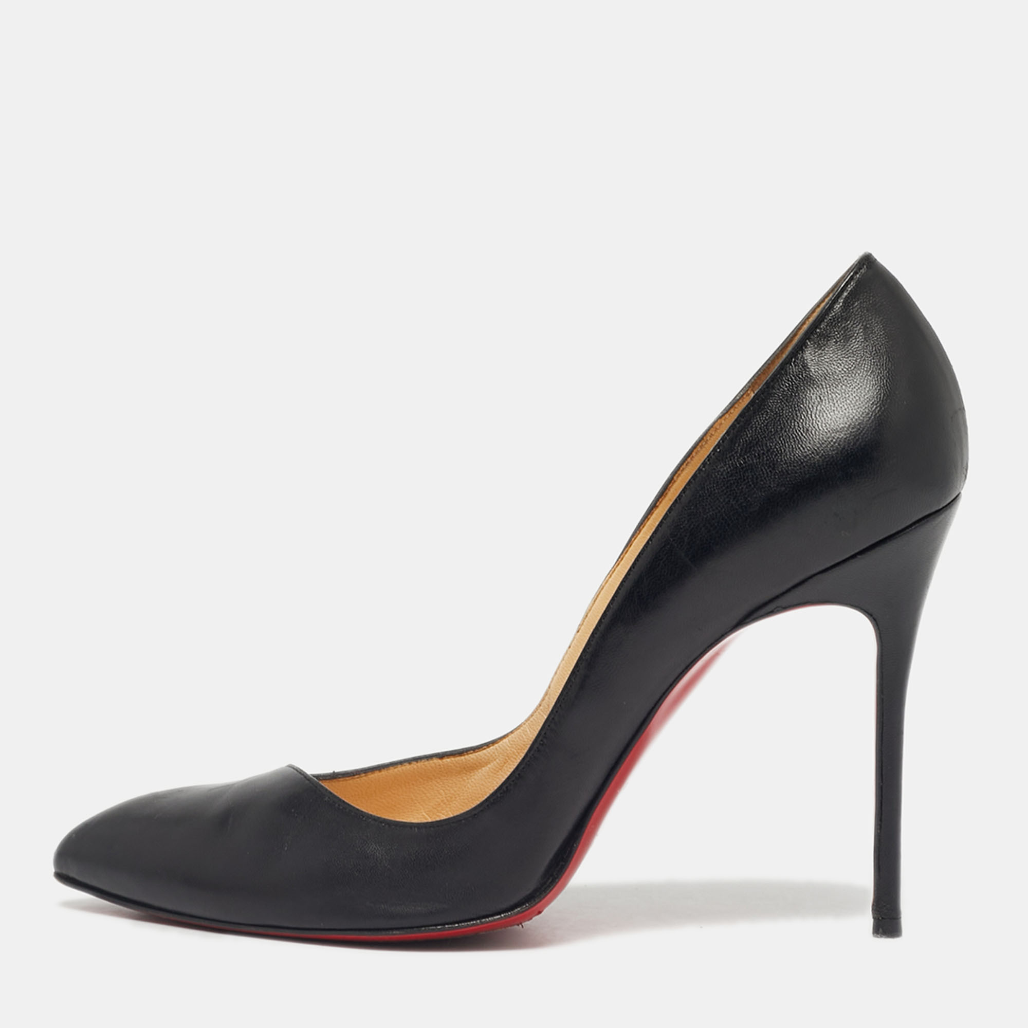 Pre-owned Christian Louboutin Black Leather Corneille Pumps Size 39