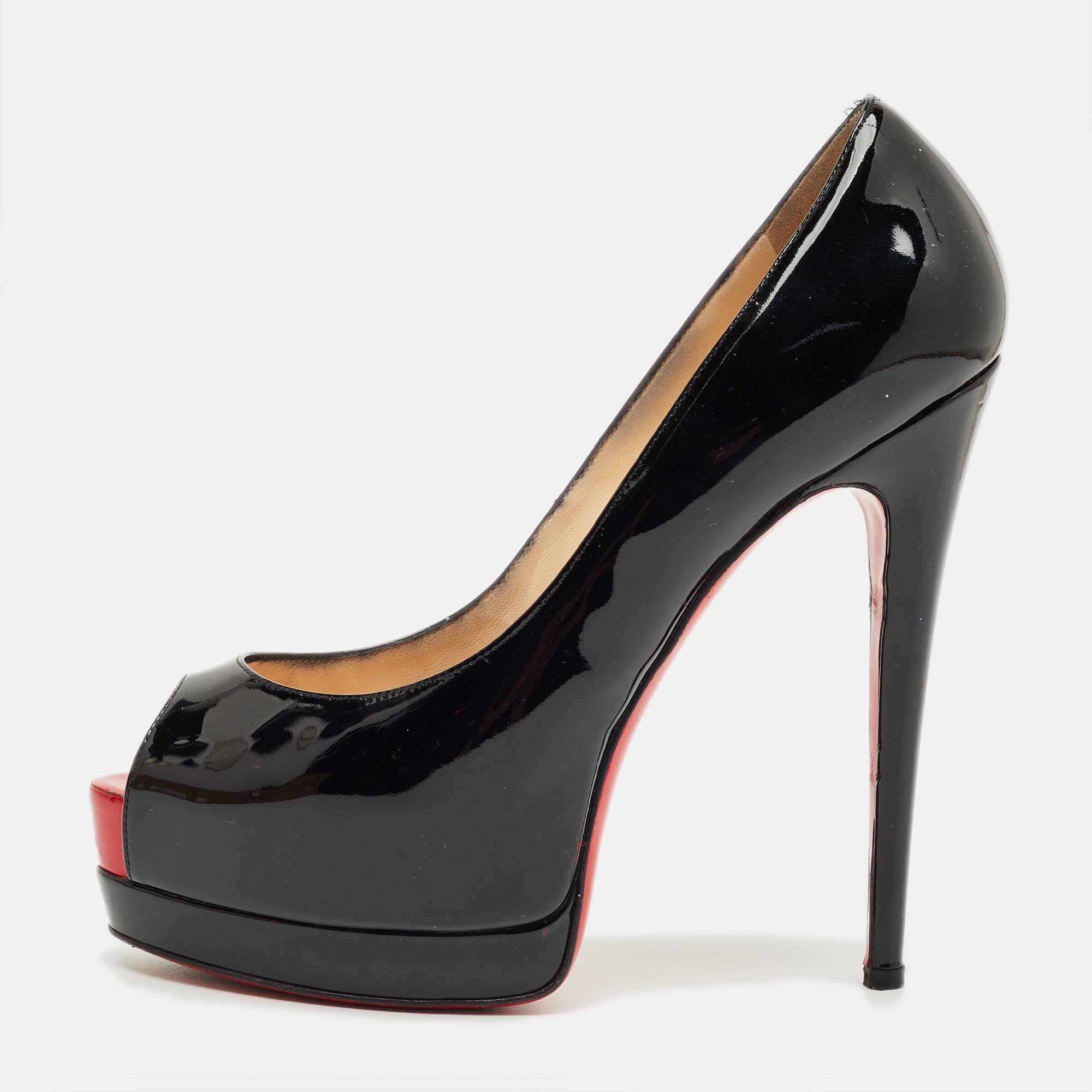 Pre-owned Christian Louboutin Black Patent Leather Palais Royal Pumps Size 38