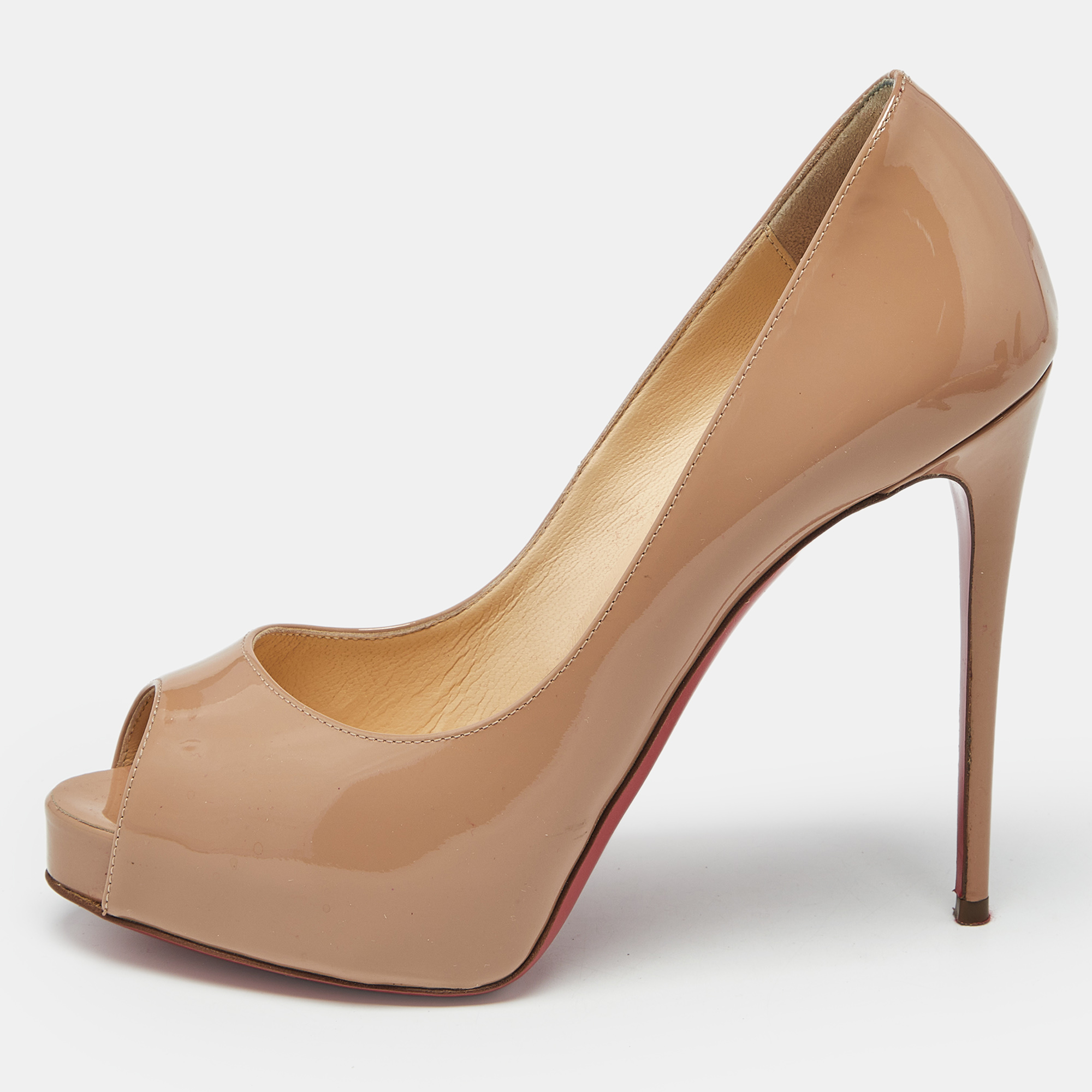 Pre-owned Christian Louboutin Beige Patent Leather New Very Prive Pumps Size 36 In Sand