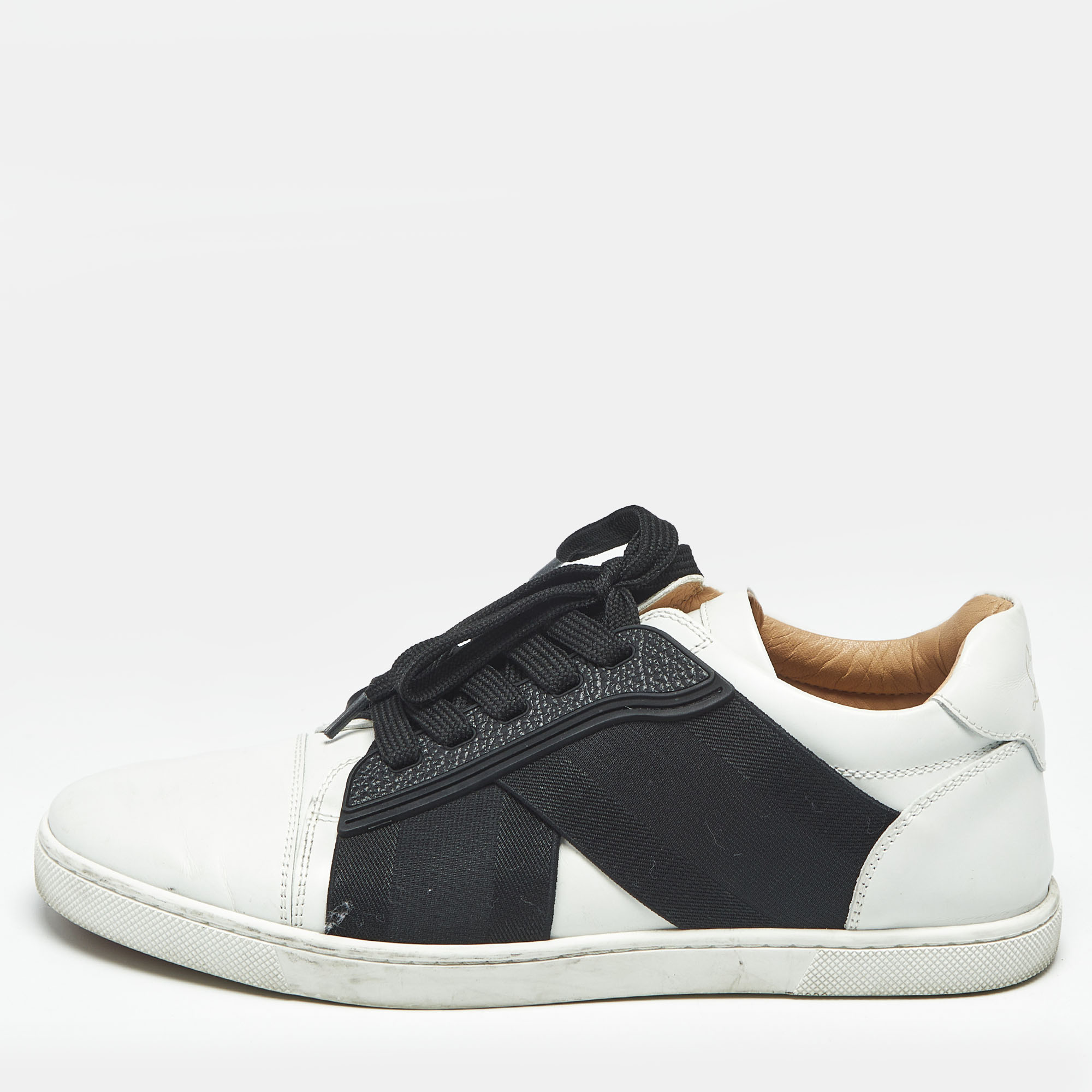 

Christian Louboutin Black/White Leather Elastikid Donna Sneakers Size