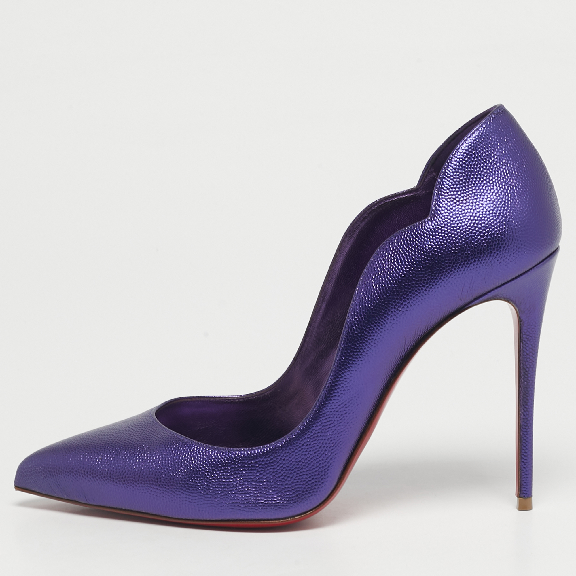 Pre-owned Christian Louboutin Purple Leather Hot Chick Pumps Size 38.5