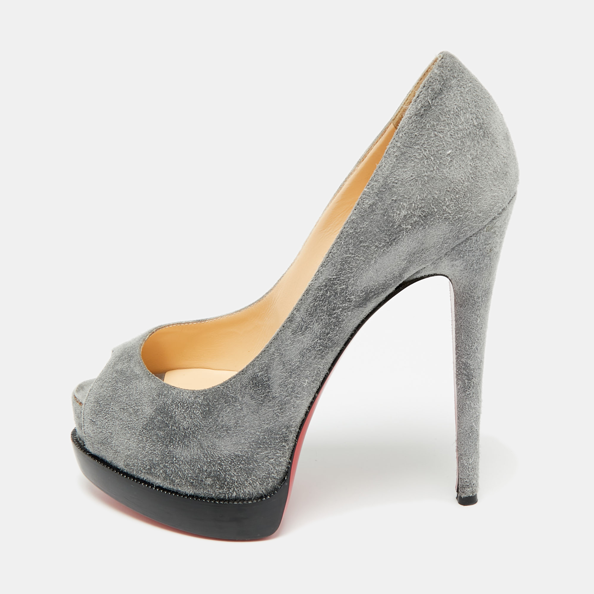 

Christian Louboutin Grey Suede Palais Royal Trepointe Pumps Size