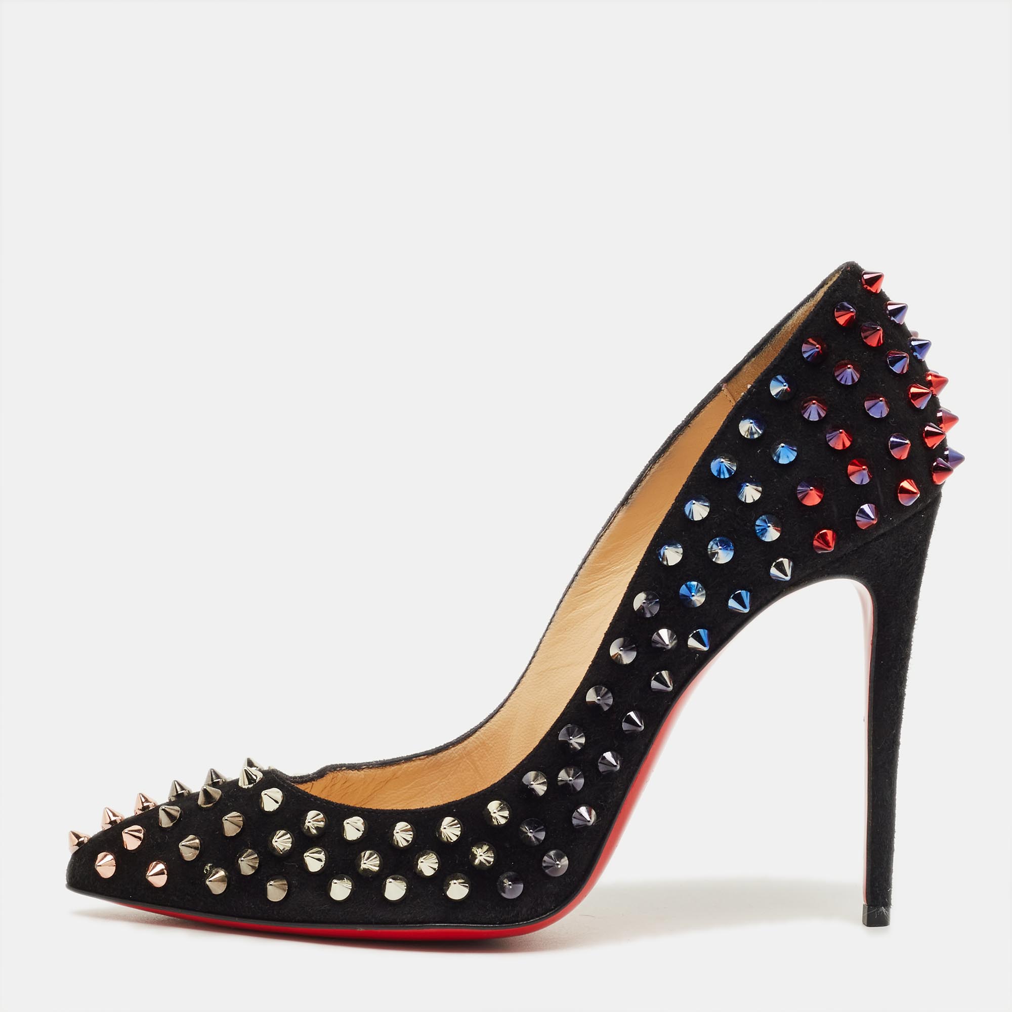 

Christian Louboutin Black Suede Pigalle Spikes Pumps Size