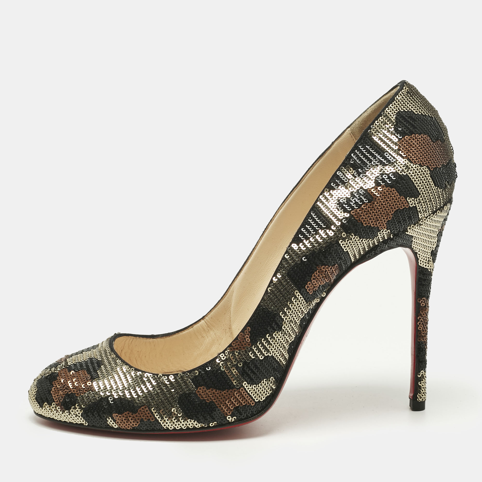 

Christian Louboutin Tricolor Sequins Fifi Pumps Size, Gold