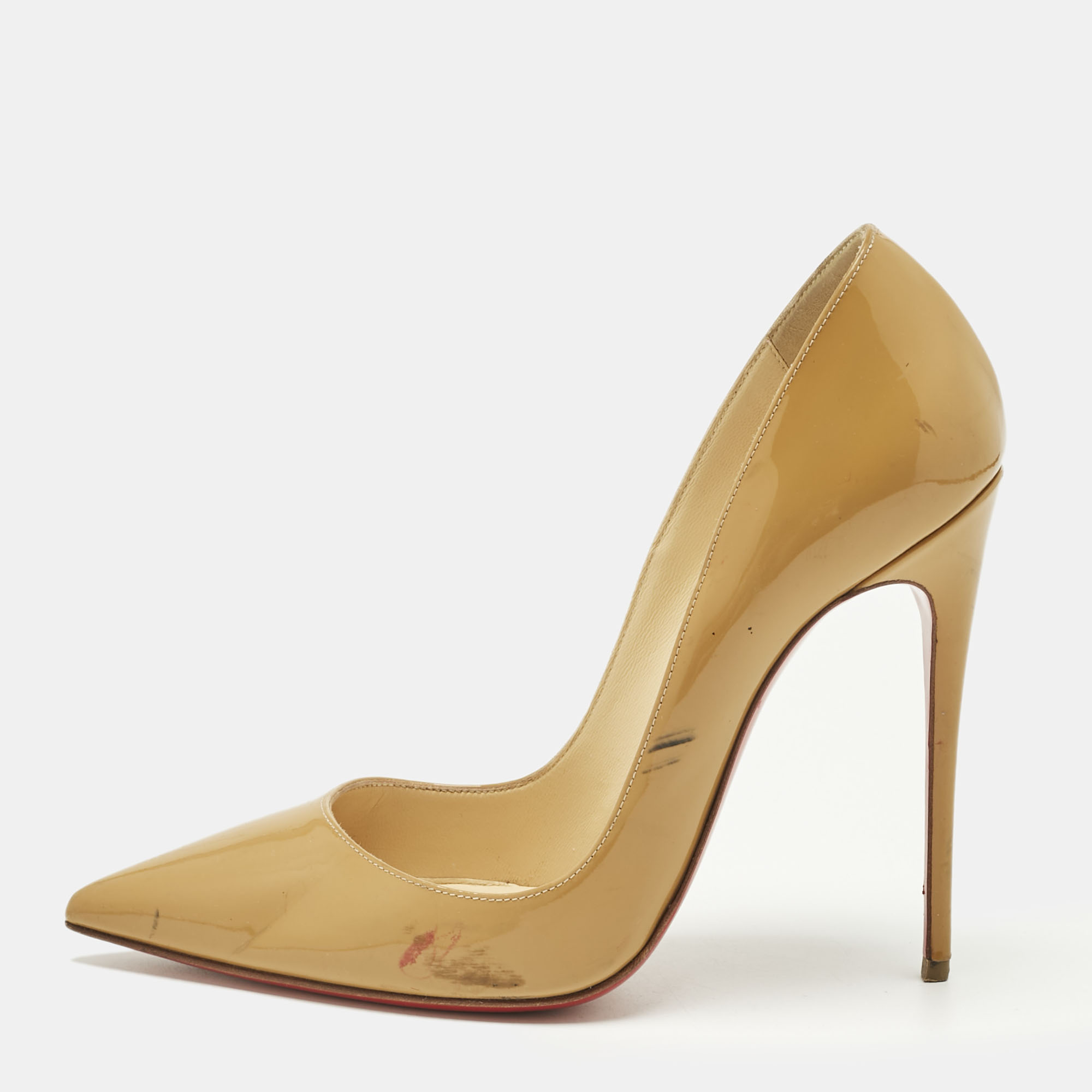 

Christian Louboutin Beige Patent Leather So Kate Pumps Size