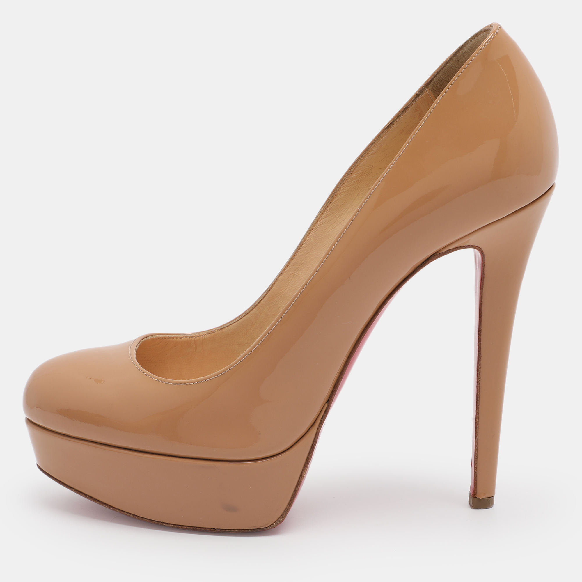 

Christian Louboutin Beige Patent Leather Bianca Platform Pumps Size