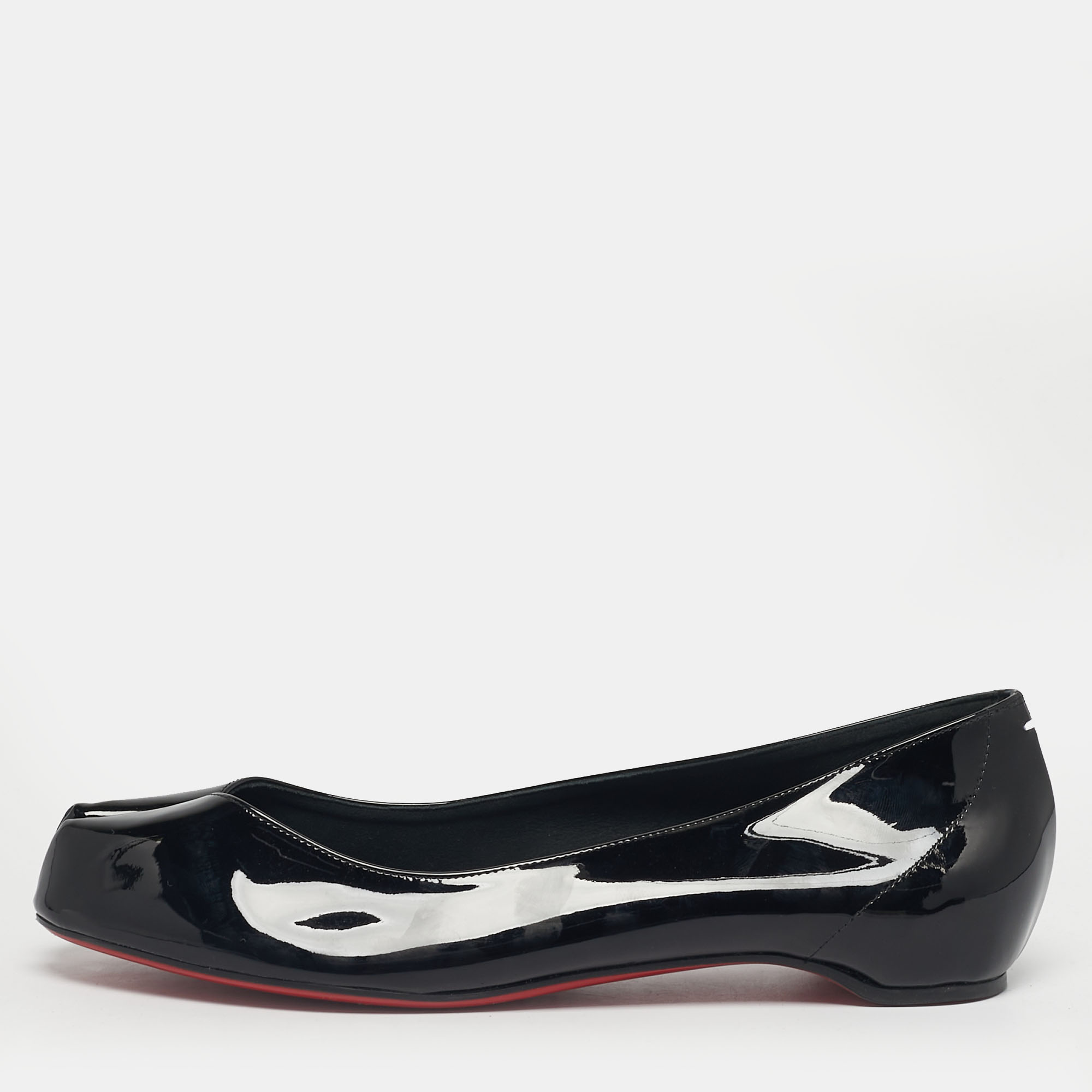 Pre-owned Christian Louboutin X Maison Margiel Black Patent Leather Ballet Flats Size 37