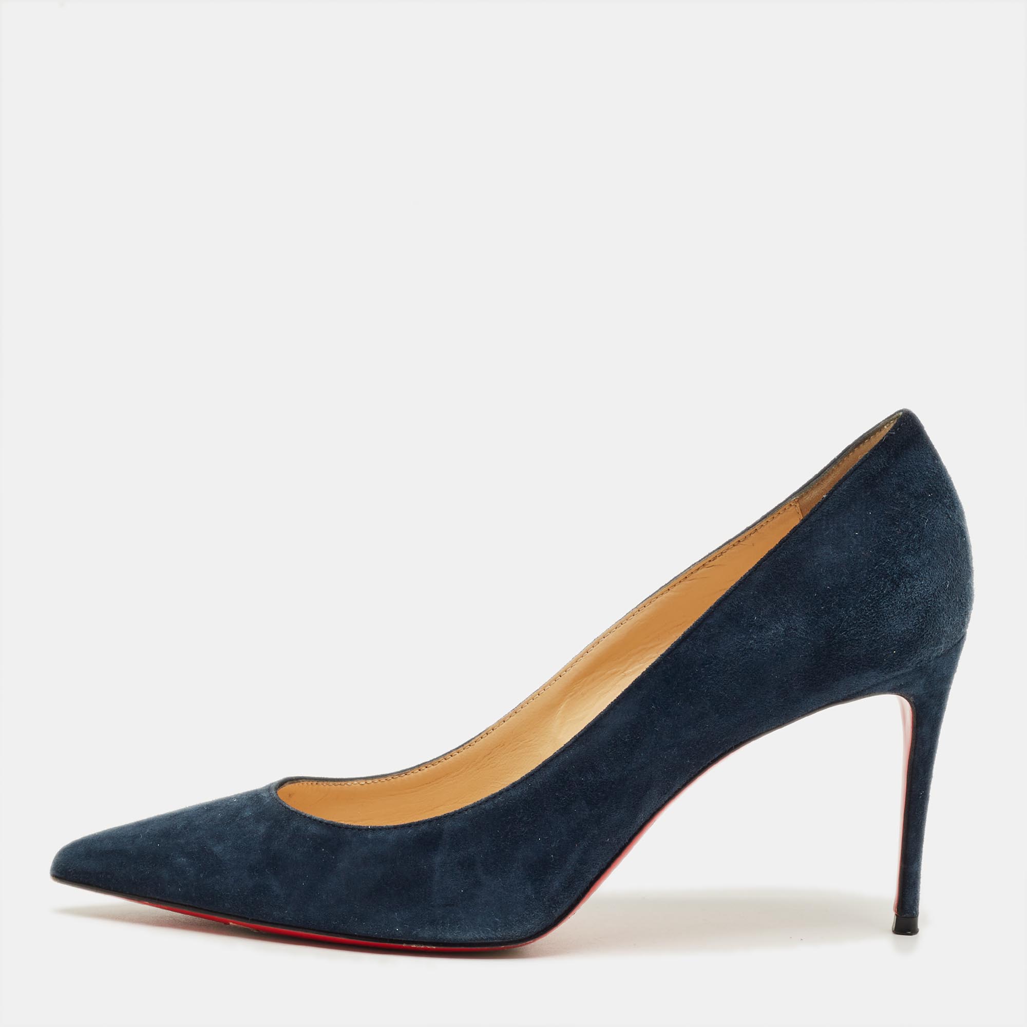 CHRISTIAN LOUBOUTIN Pre-owned Navy Blue Suede Kate Pumps Size 38.5