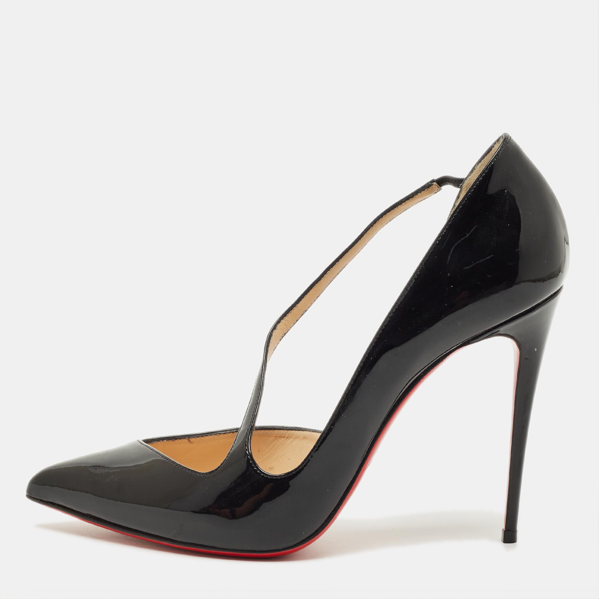 

Christian Louboutin Jumping Size  Black Patent Leather D'orsay Pumps