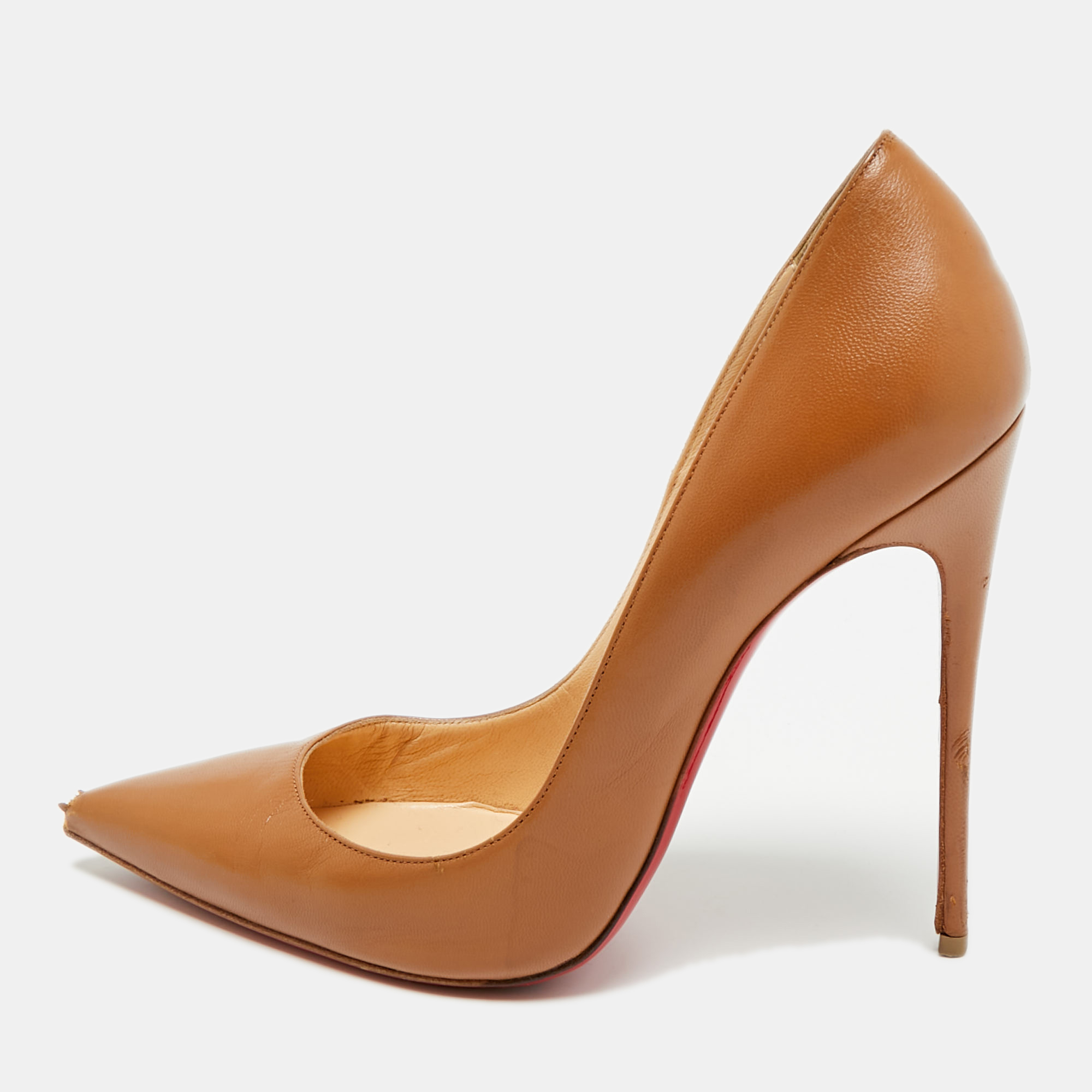 Click to view more detailed imagery on our partner's website Pre-owned Christian Louboutin So Kate Size 39.5 Brown Leather Pumps