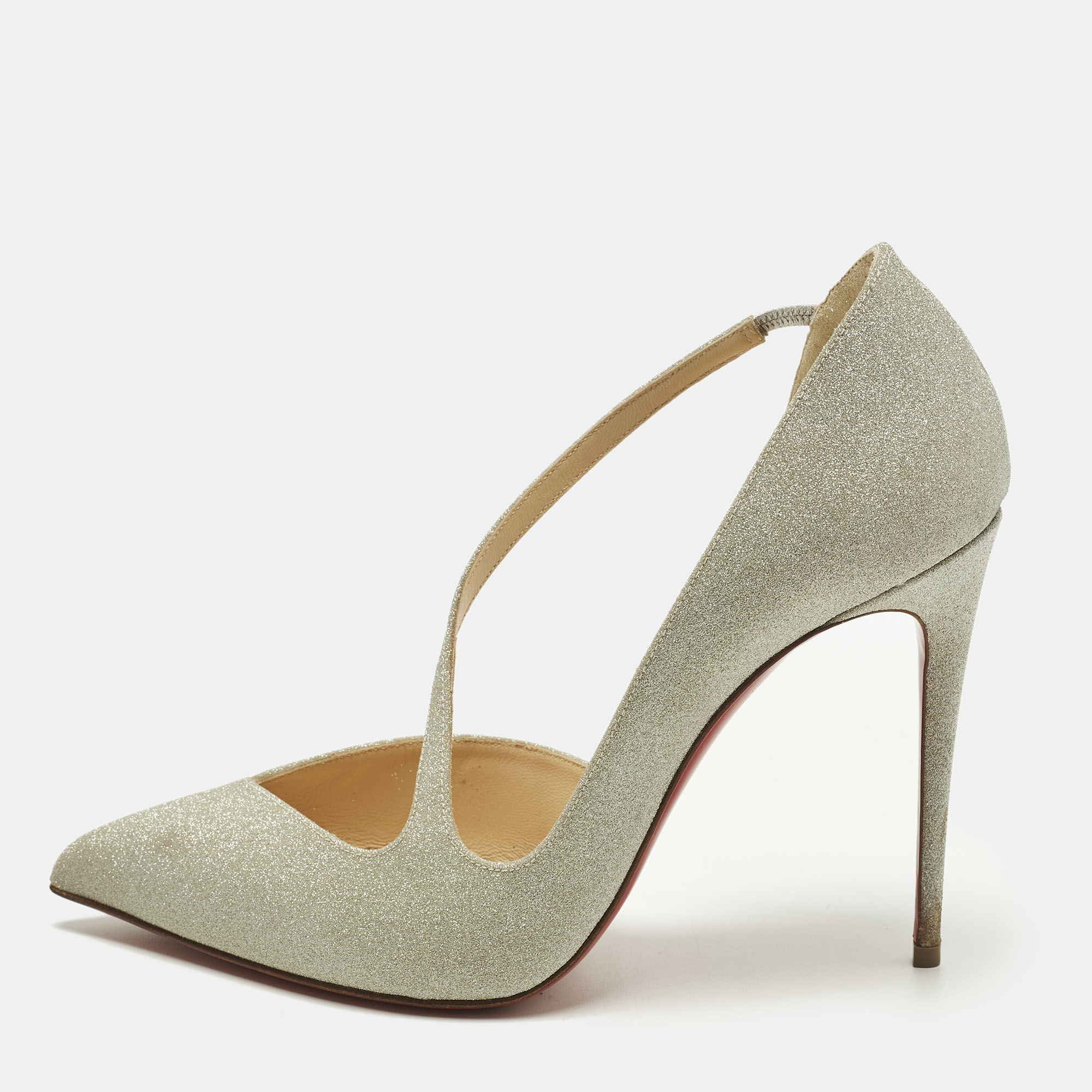 

Christian Louboutin Jumping Size  Silver Glitter D'orsay Pumps