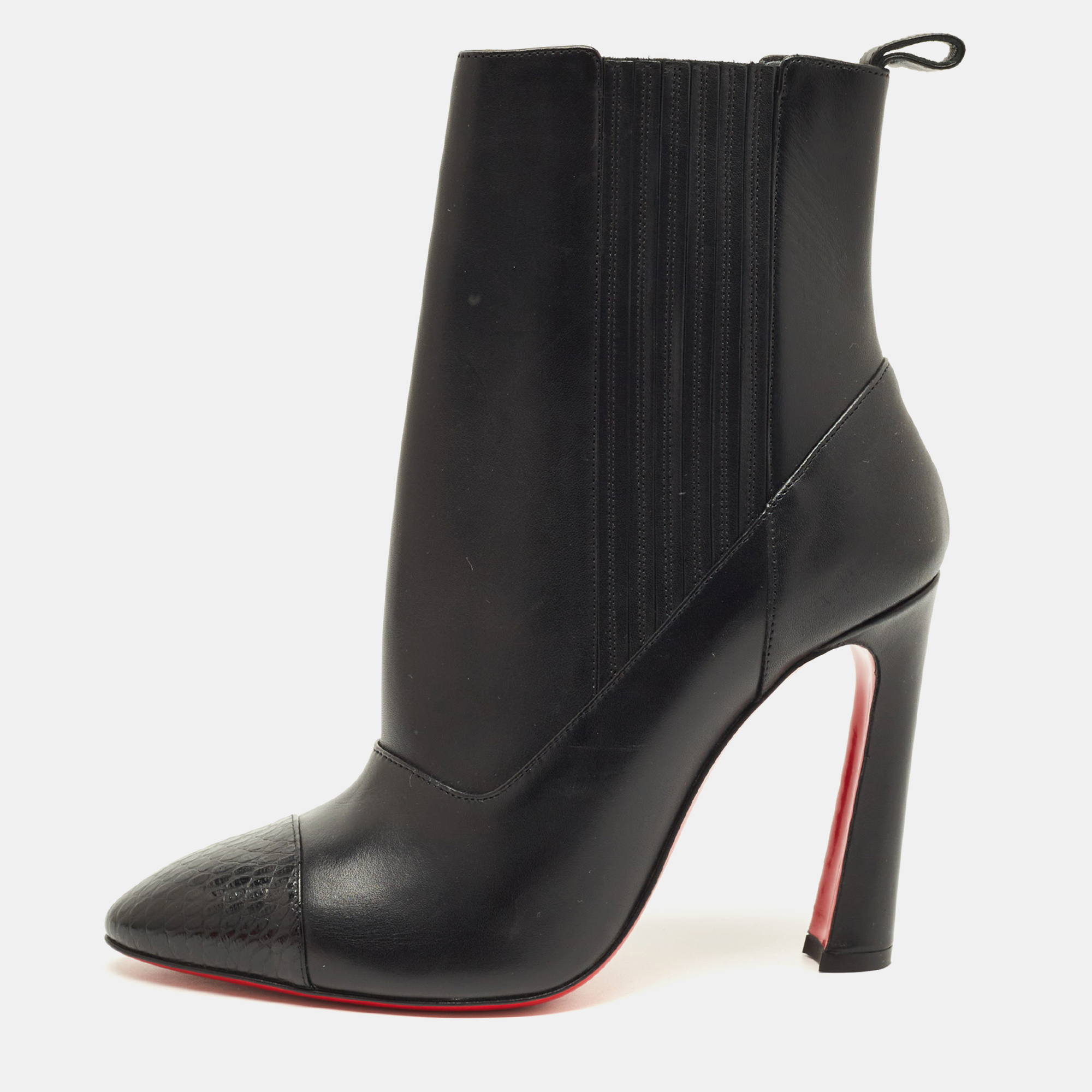 Pre-owned Christian Louboutin Me In The 90s Boots Size 37 Black Leather Ankle Length Boots