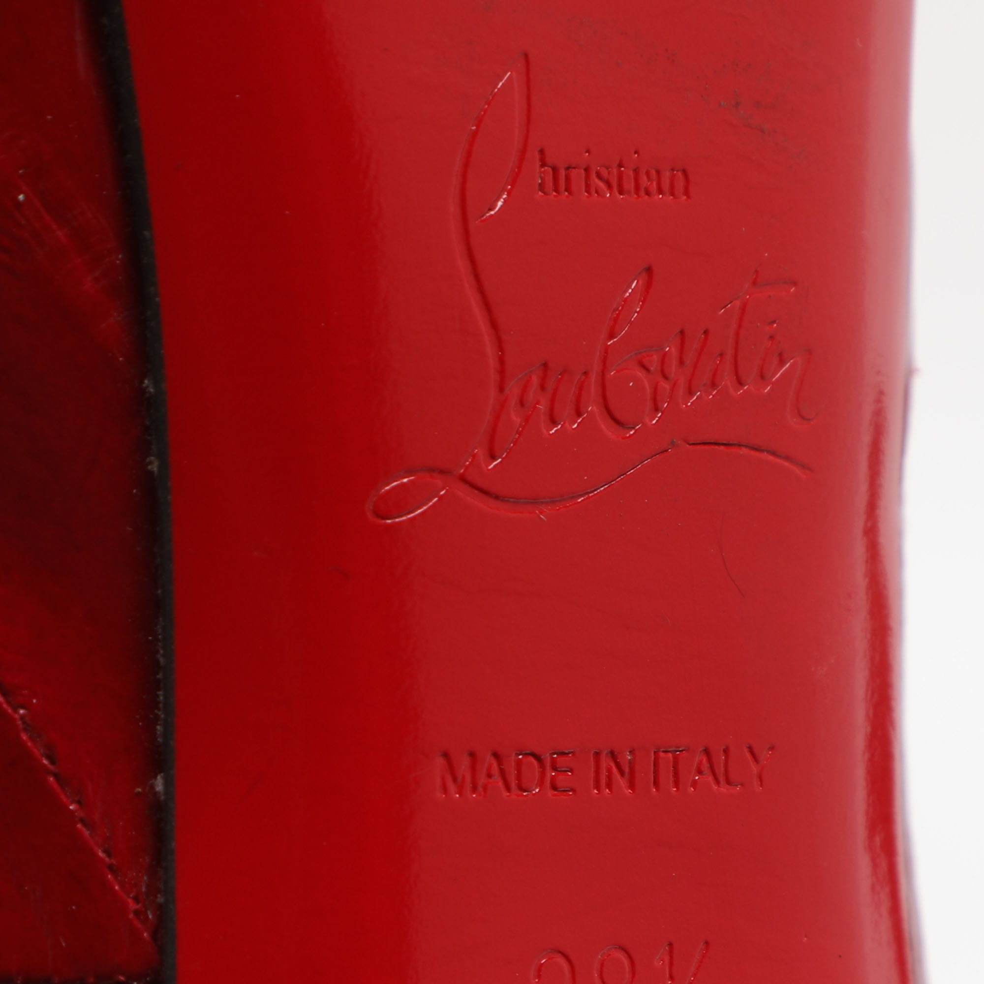 Pre-owned Christian Louboutin Very Prive Size 38.5 Red Eel Leather Peep Toe Pumps