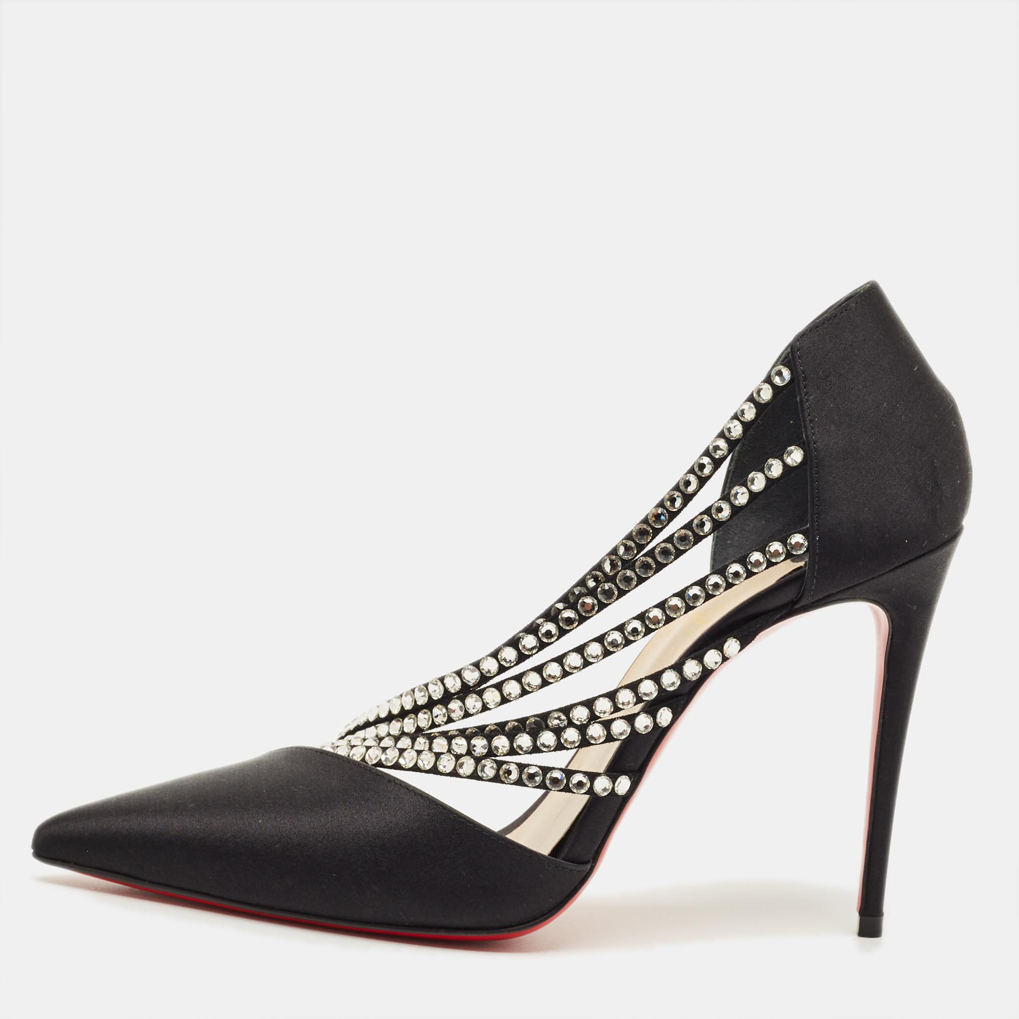 

Christian Louboutin Antinorina Size  Black Satin D'orsay Pumps