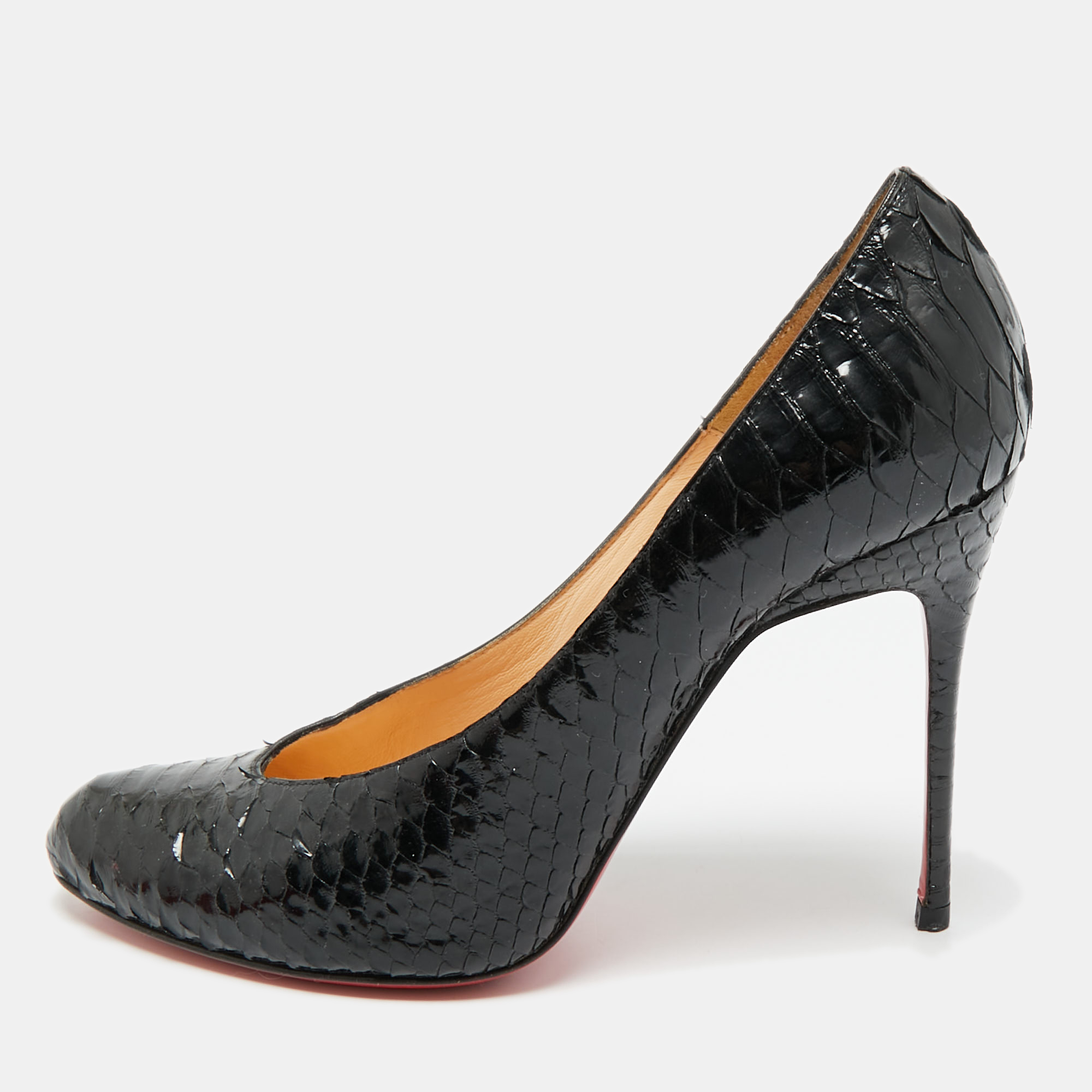 

Christian Louboutin Fifi Size  Black Python Leather Pumps