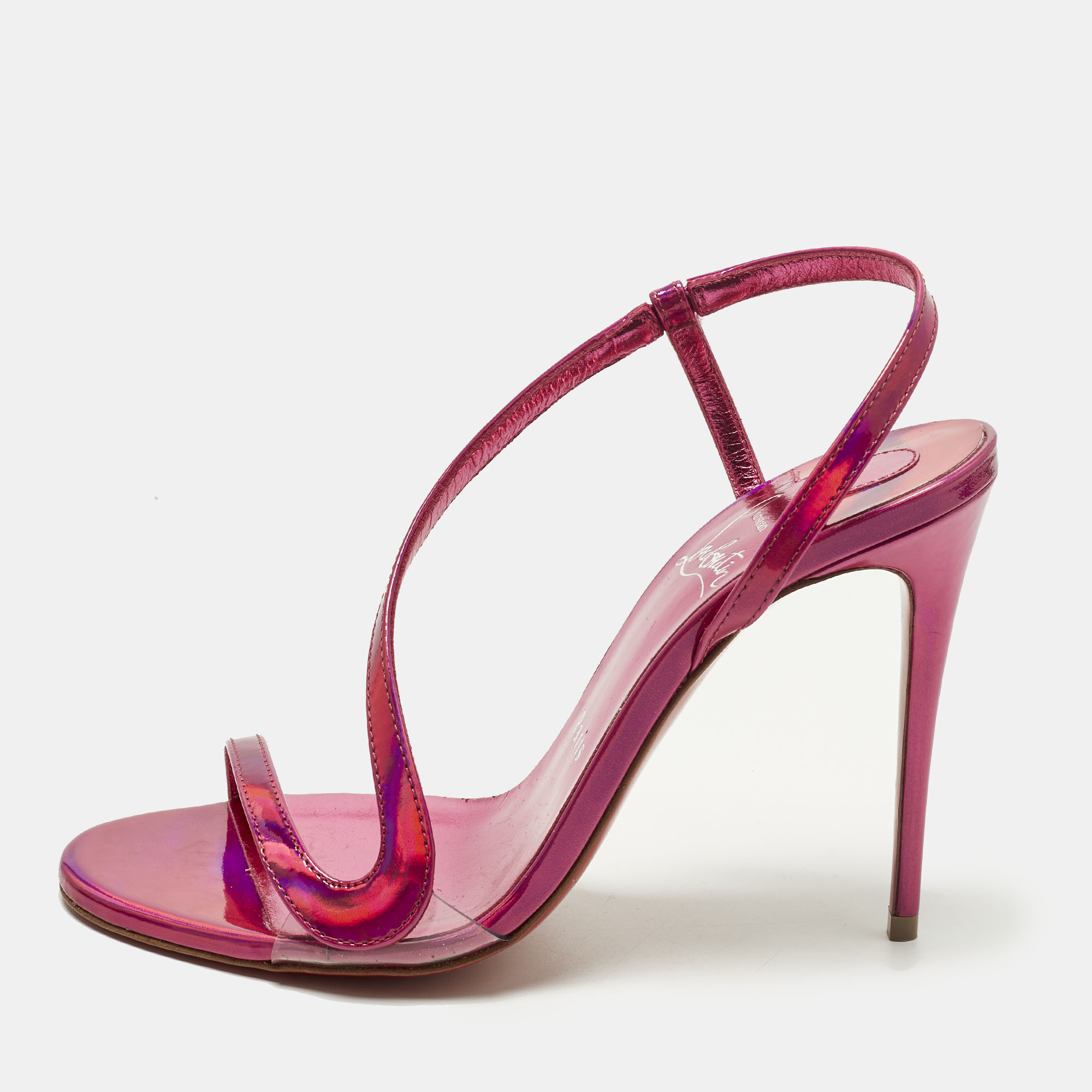 

Christian Louboutin Rosalie Size  Pink Iridescent Leather Slingback Sandals