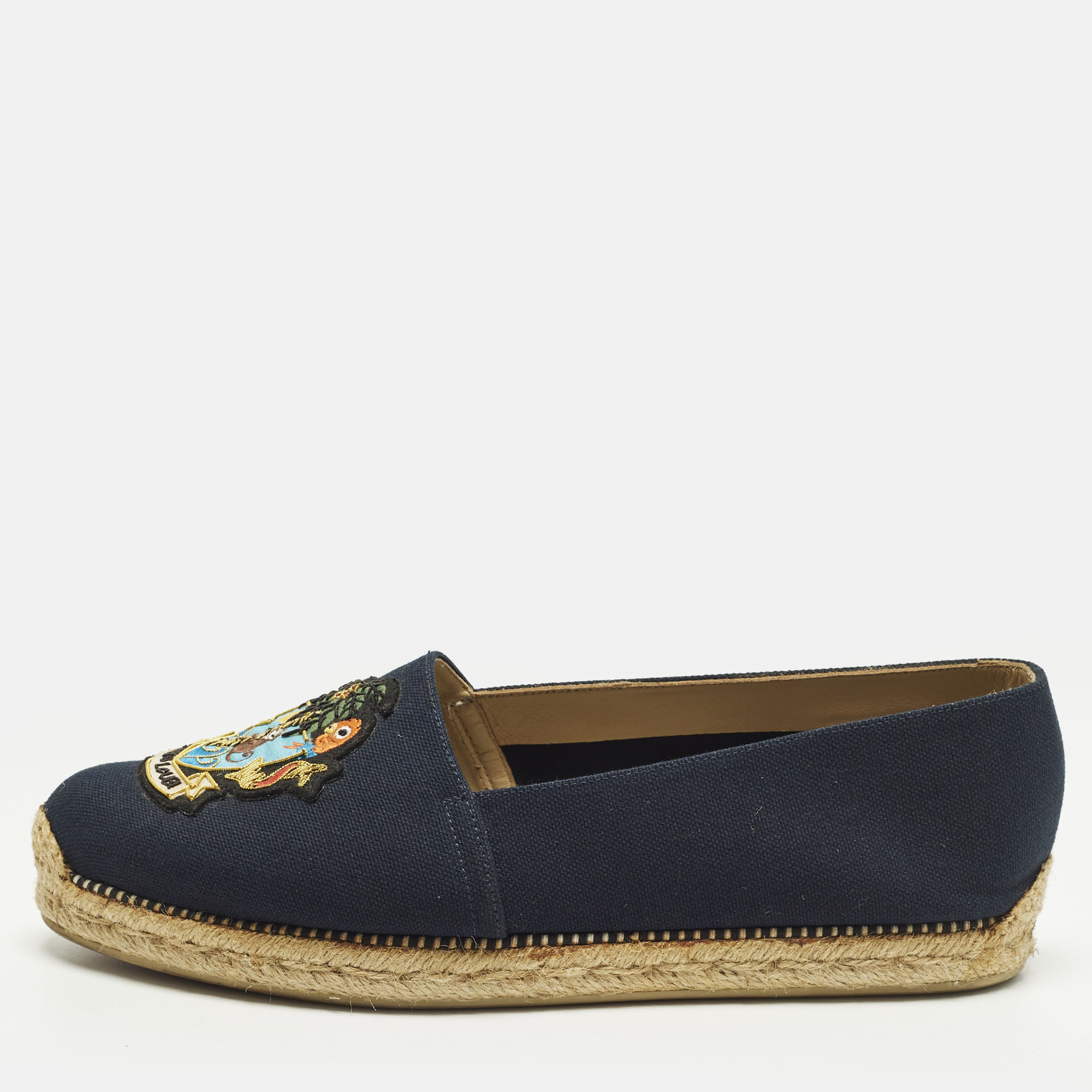 

Christian Louboutin Lougalia Size  Navy Blue Canvas Espadrille Flats