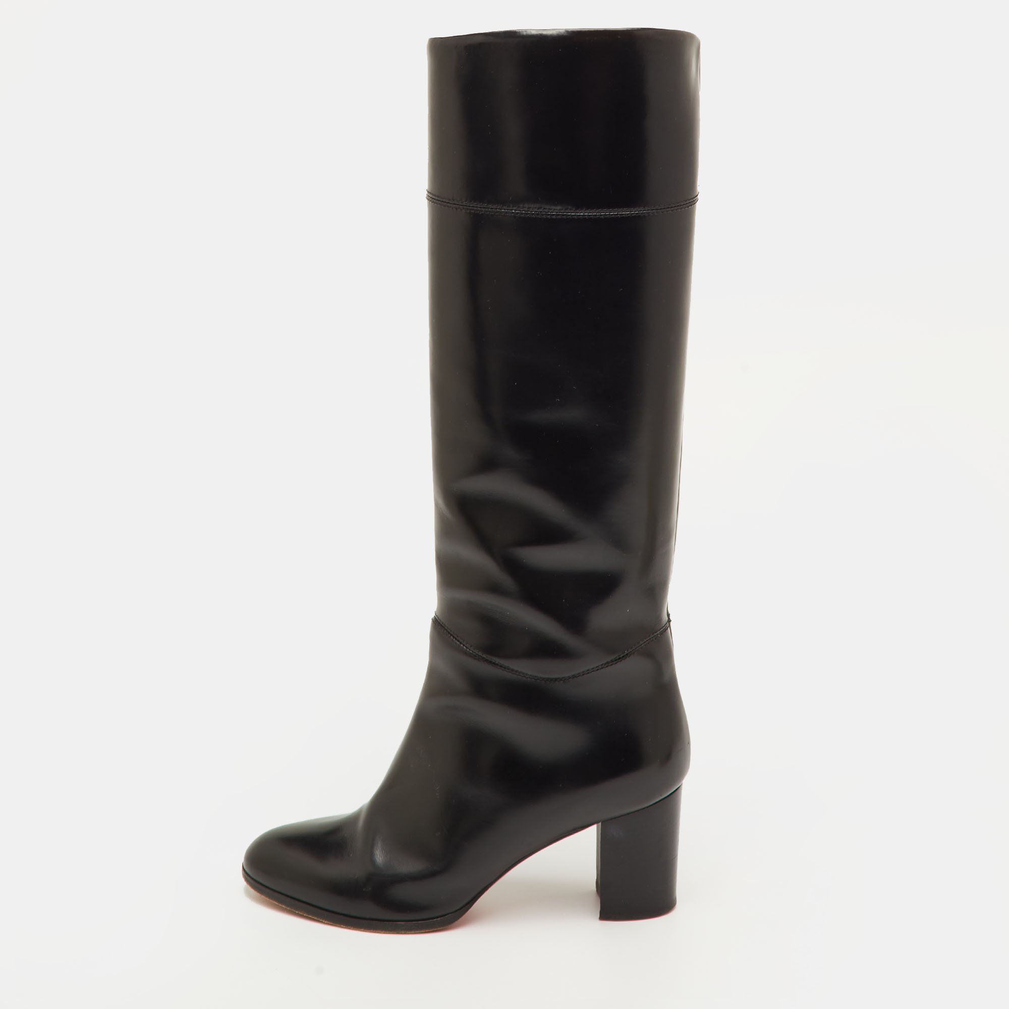 

Christian Louboutin Tuba 70 Apollo Size  Black Leather Knee Length Boots