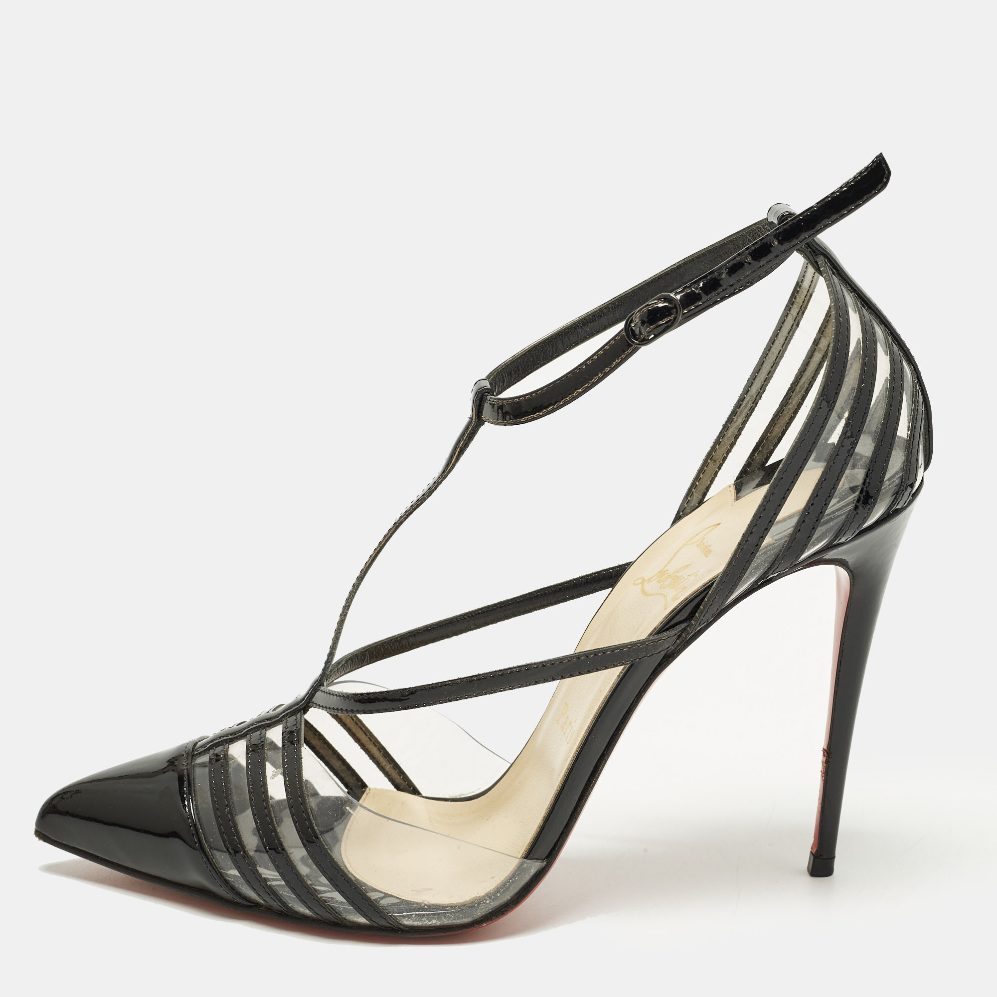 

Christian Louboutin Theodorella Size  Black Patent Leather and PVC Pumps