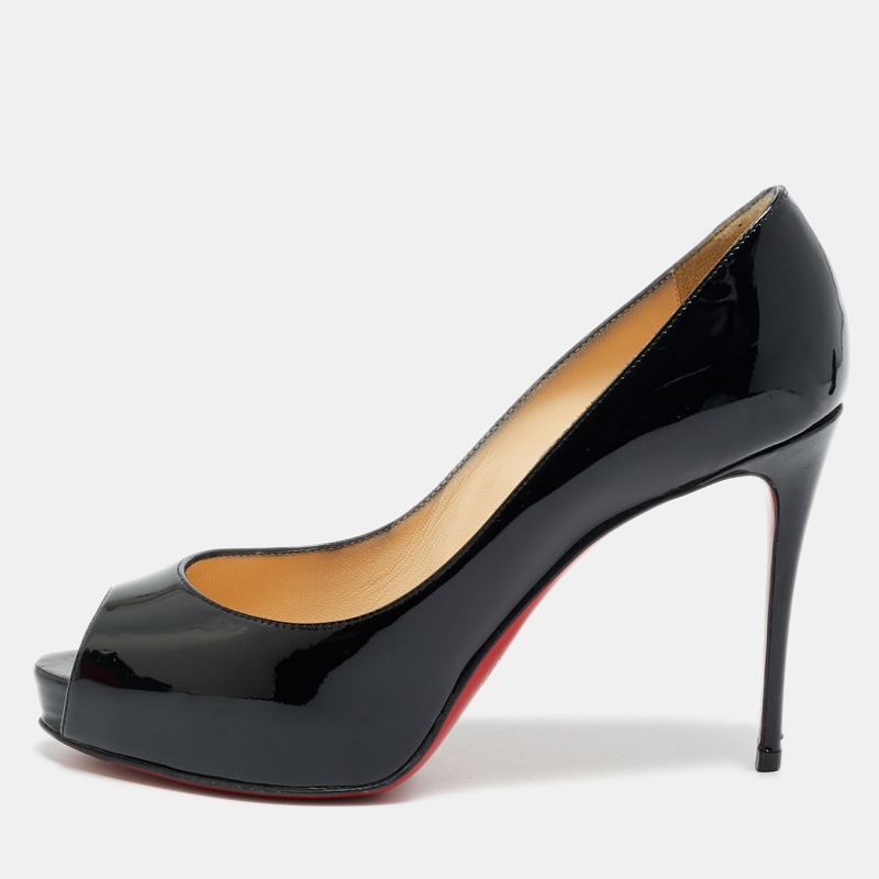 

Christian Louboutin Very Prive Size  Black Patent Leather Peep Toe Pumps
