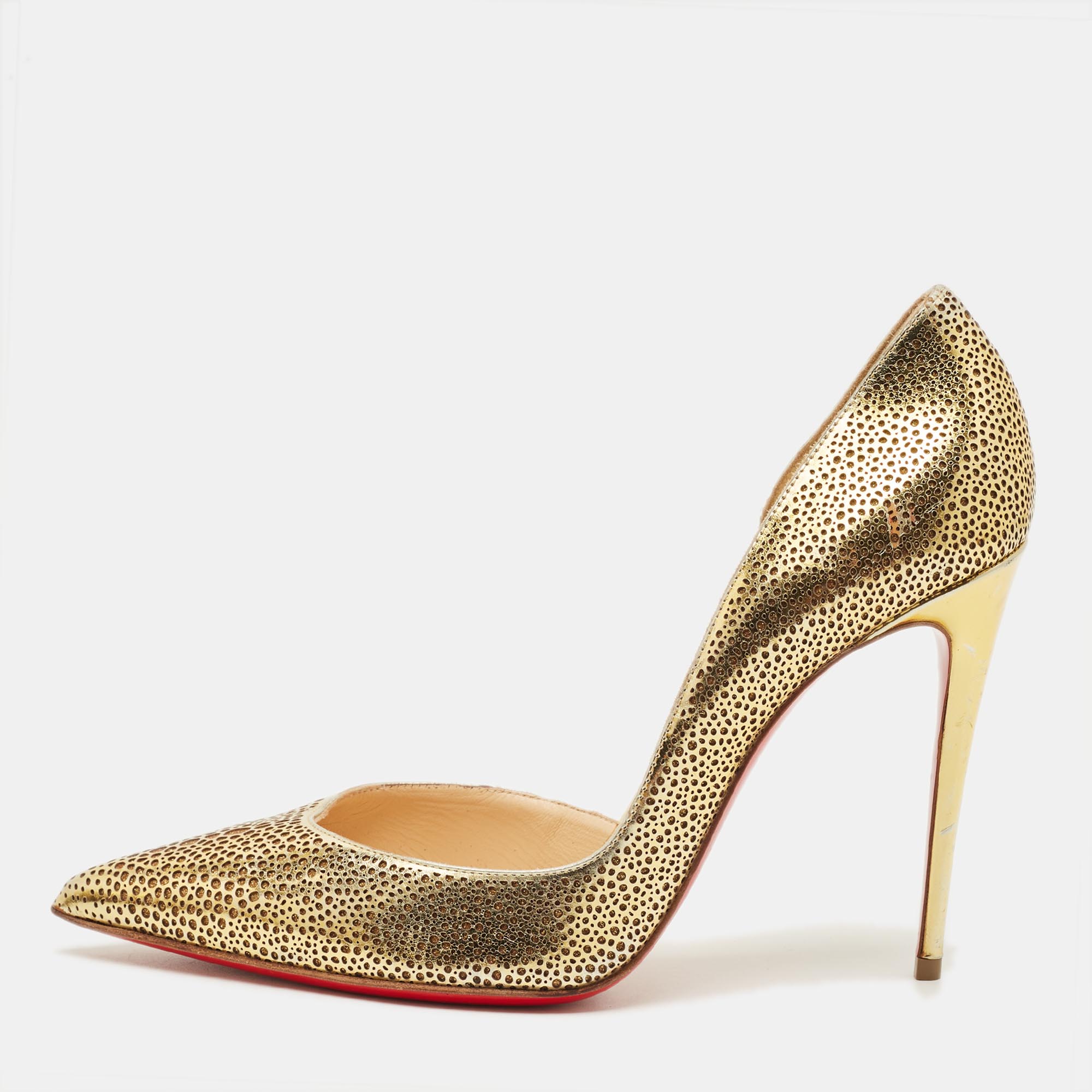 

Christian Louboutin Galupump Size  Gold Leather D'orsay Pumps
