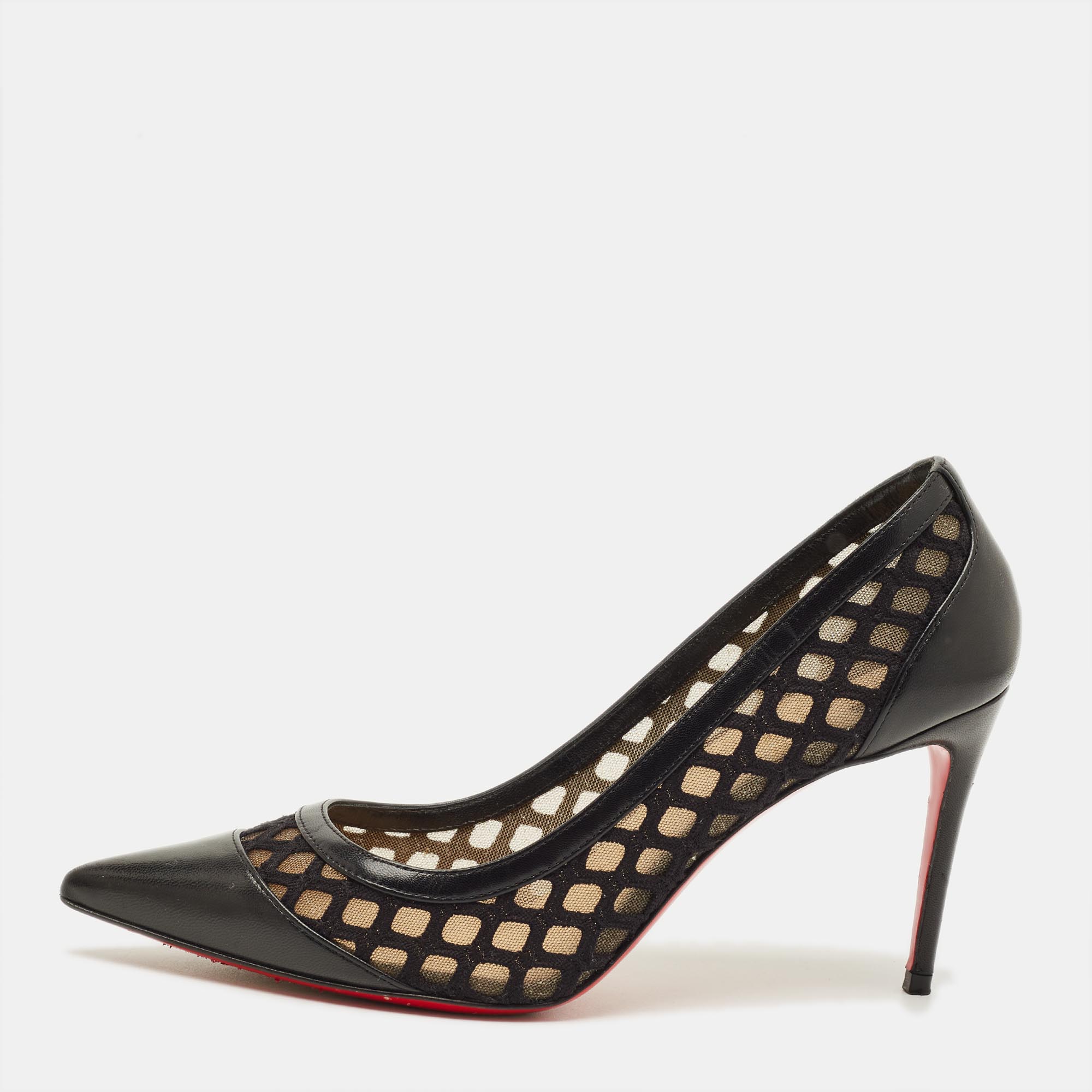 

Christian Louboutin Galativi Size  Black Leather and Mesh Pumps
