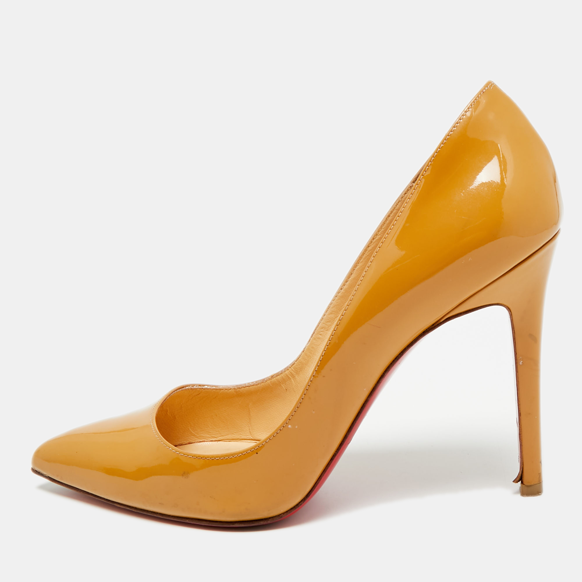 

Christian Louboutin So Kate Size  Beige Patent Leather Pumps