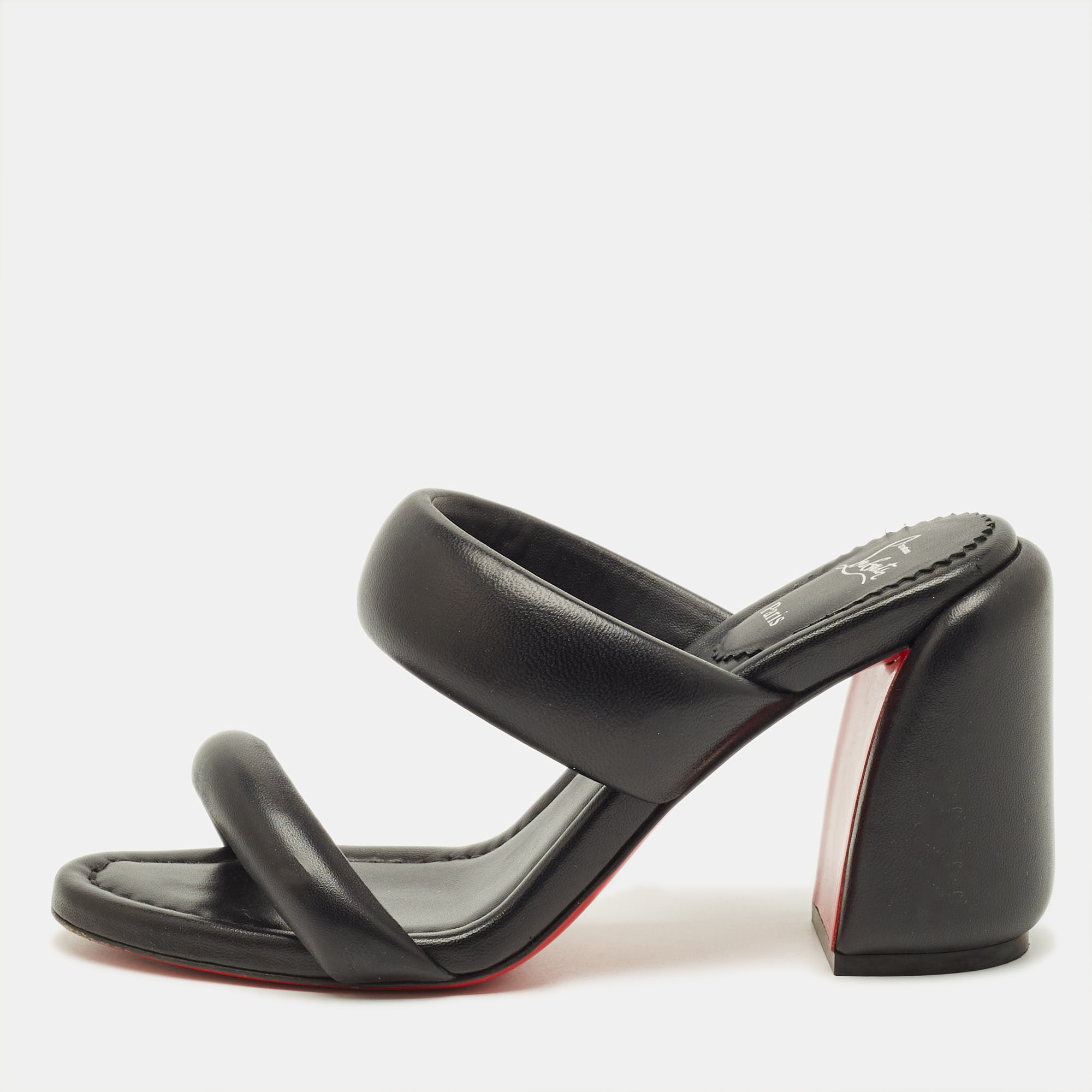 

Christian Louboutin Inflama Sab Size  Black Leather Slide Sandals