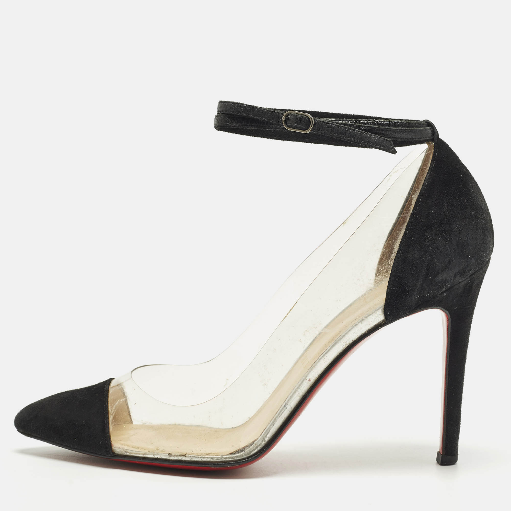 

Christian Louboutin Bis Un Bout Size  Transparent/Black PVC and Suede Pumps