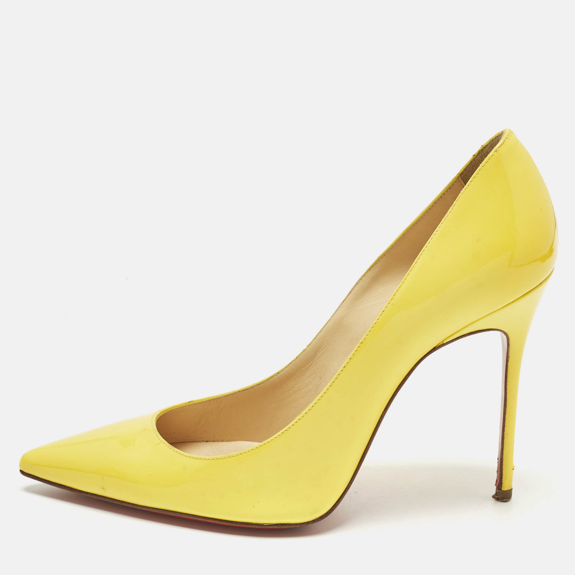 

Christian Louboutin Kate Size  Yellow Patent Leather Pumps