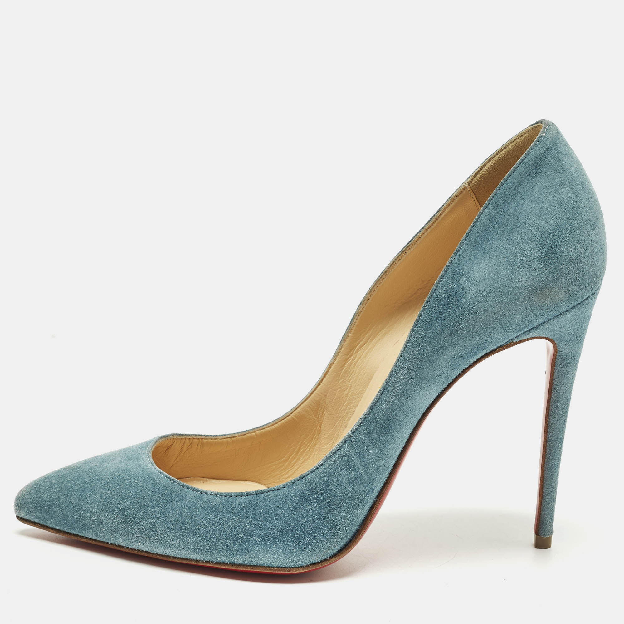 

Christian Louboutin Pigalle Follies Size  Blue Suede Pumps
