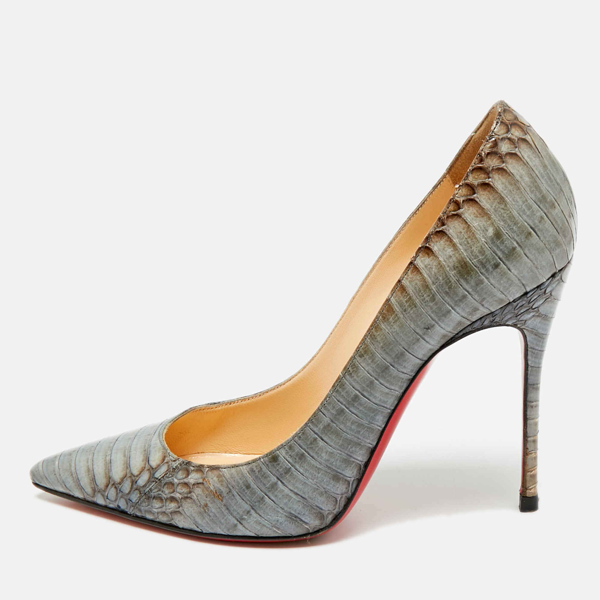 

Christian Louboutin So Kate Size  Grey Python Leather Pumps